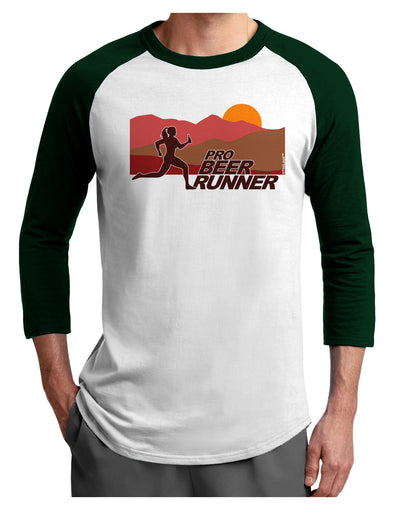 Pro Beer Runner Woman Adult Raglan Shirt-TooLoud-White-Forest-X-Small-Davson Sales