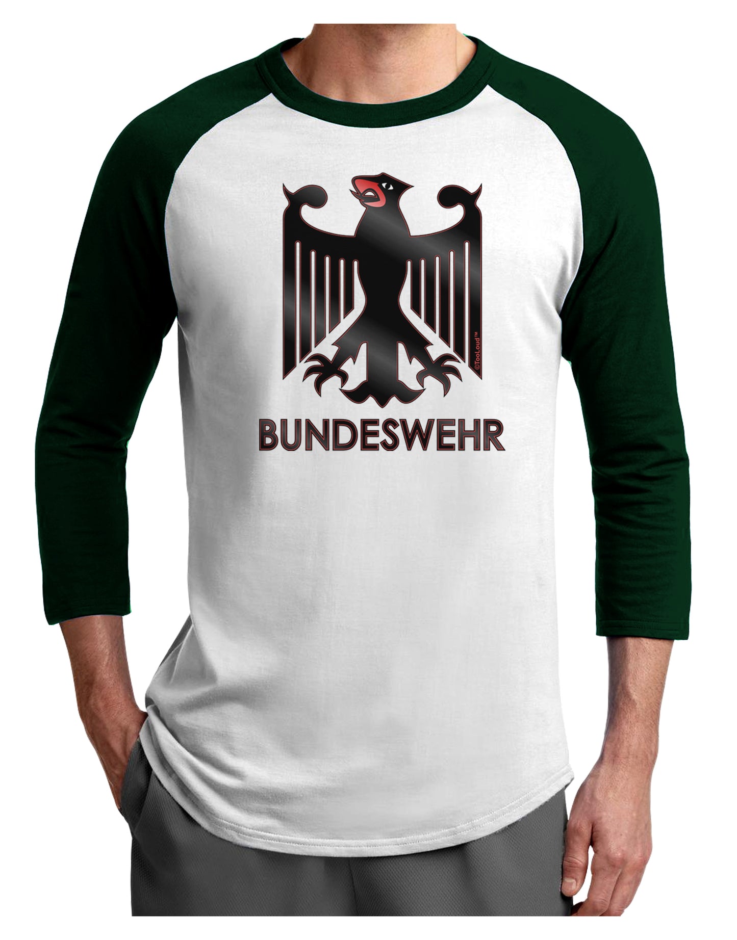 Bundeswehr Logo with Text Adult Raglan Shirt-Raglan Shirt-TooLoud-White-Forest-X-Small-Davson Sales