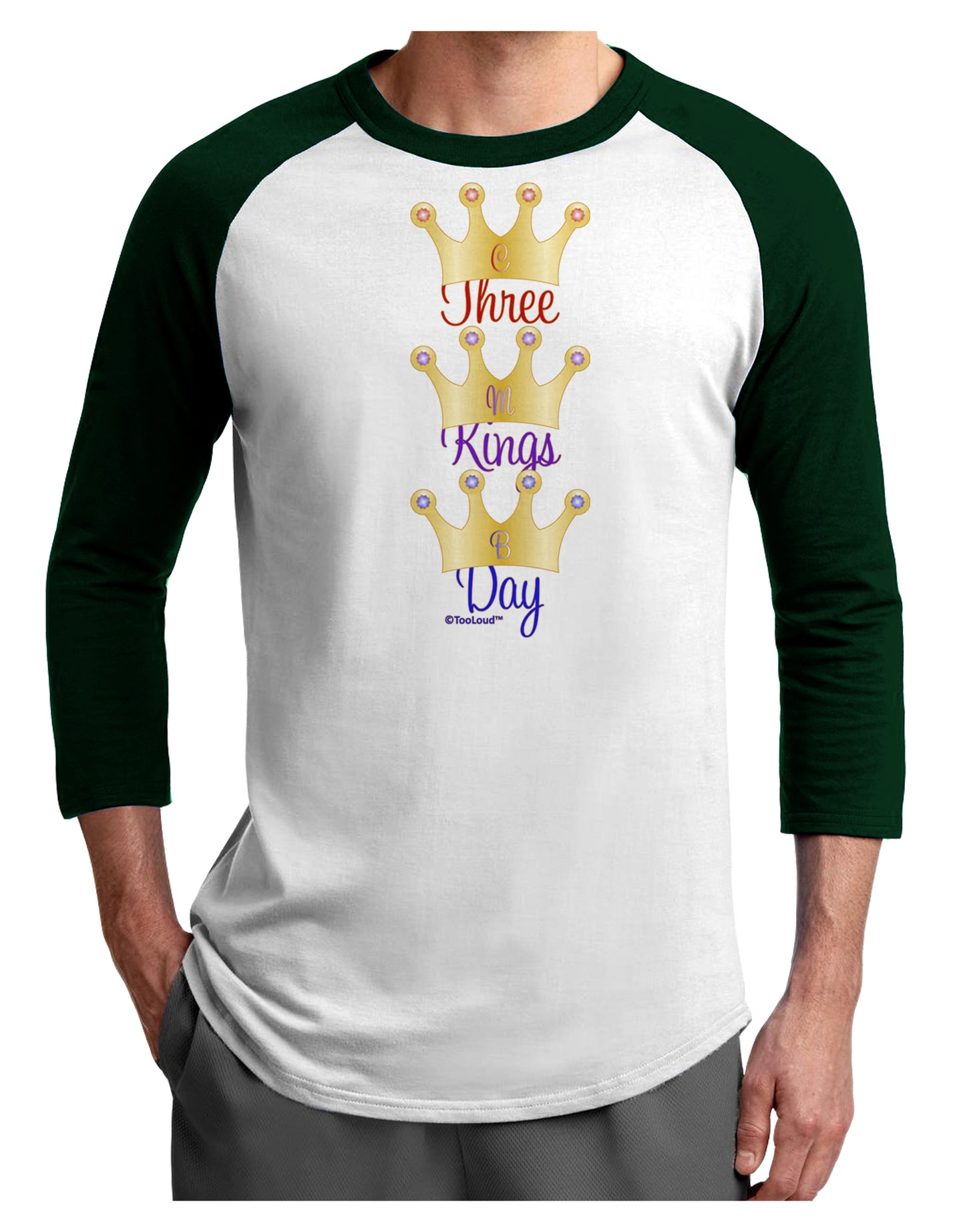 Three Kings Day - C M B Crowns Adult Raglan Shirt by TooLoud-Raglan Shirt-TooLoud-White-Forest-X-Small-Davson Sales