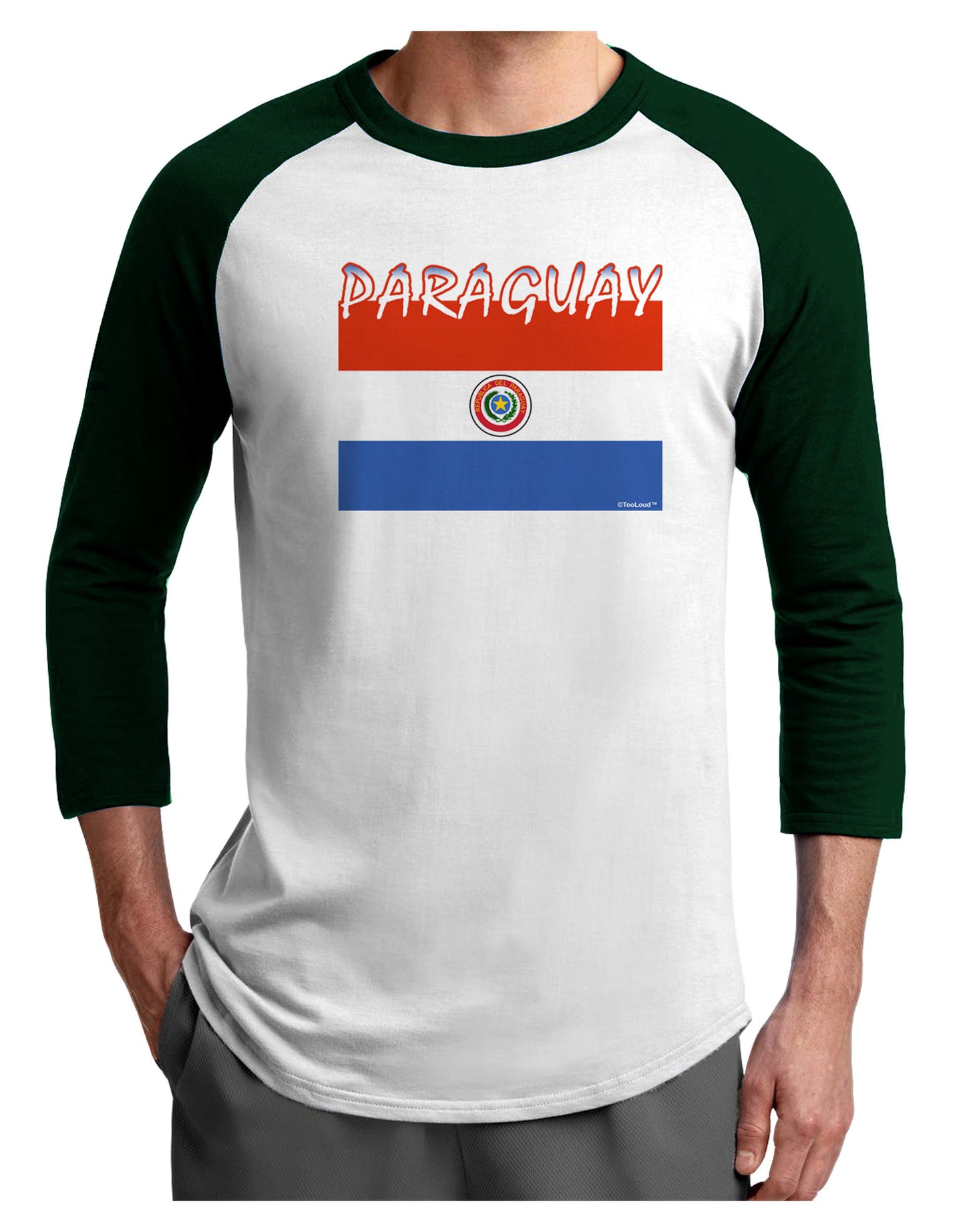 Paraguay Flag Adult Raglan Shirt-Raglan Shirt-TooLoud-White-Forest-X-Small-Davson Sales