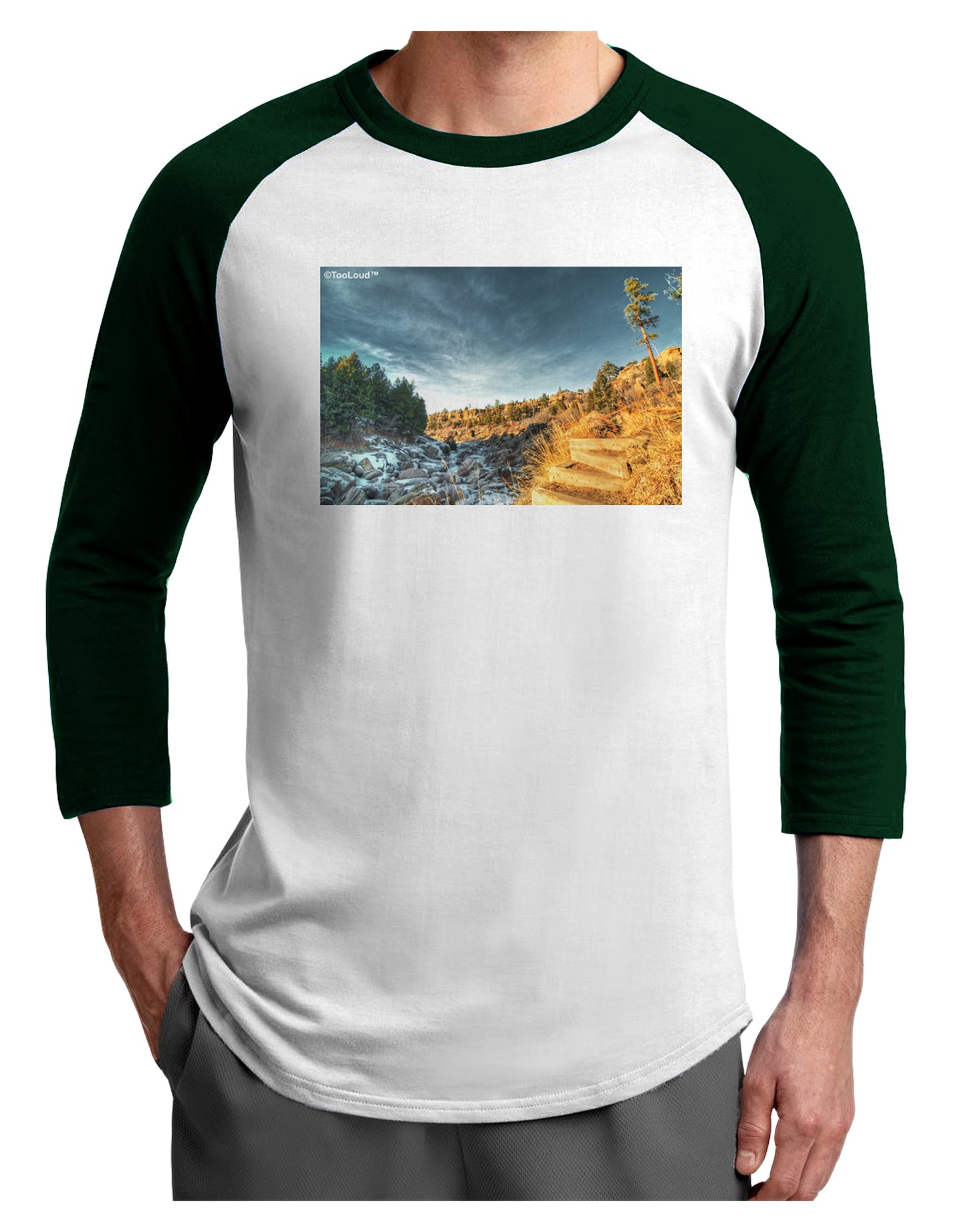 Castlewood Canyon Adult Raglan Shirt-Raglan Shirt-TooLoud-White-Forest-X-Small-Davson Sales