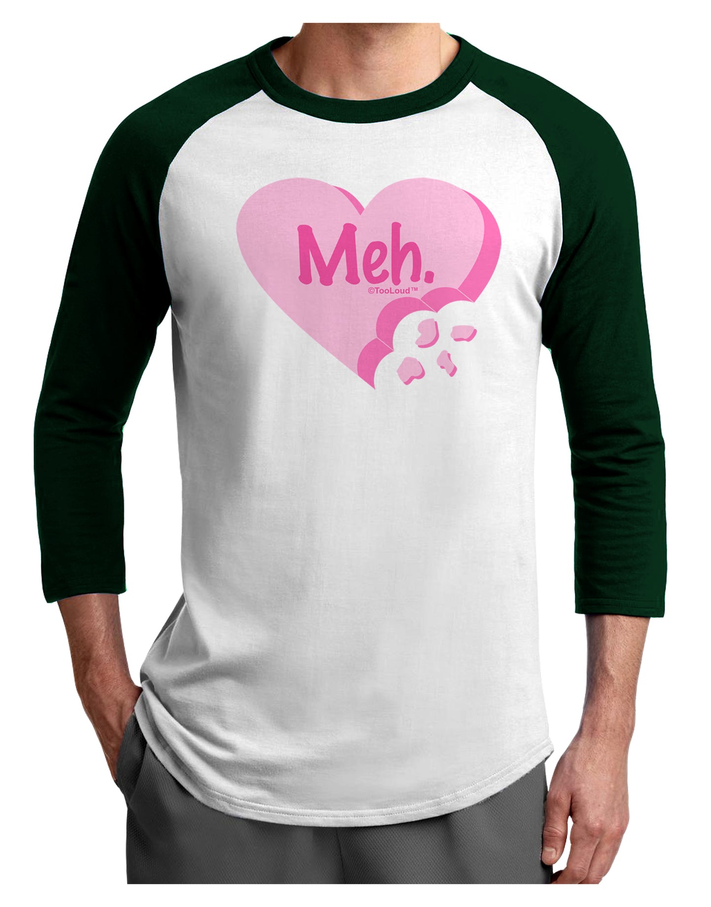 Meh Candy Heart - Valentines Day Adult Raglan Shirt by TooLoud-TooLoud-White-Forest-X-Small-Davson Sales