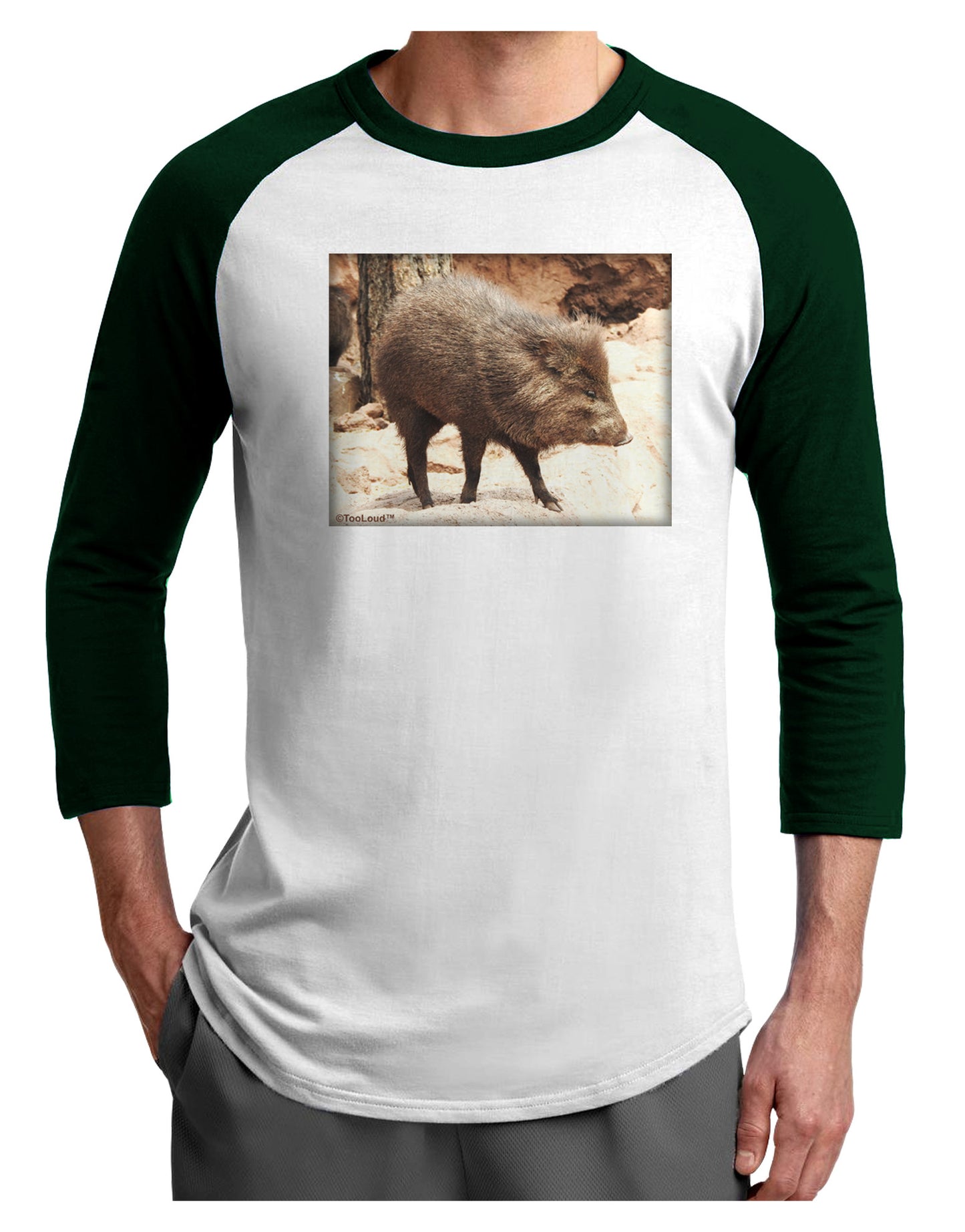 Little Javelina Adult Raglan Shirt-Raglan Shirt-TooLoud-White-Forest-X-Small-Davson Sales
