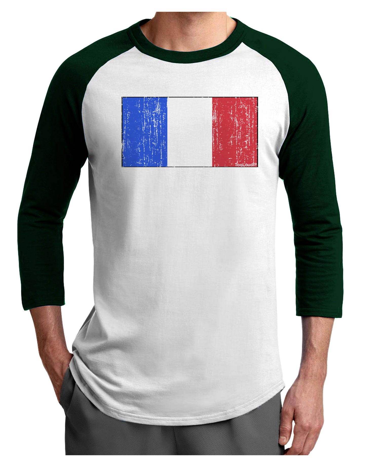 French Flag - France Distressed Adult Raglan Shirt by TooLoud-TooLoud-White-Forest-X-Small-Davson Sales