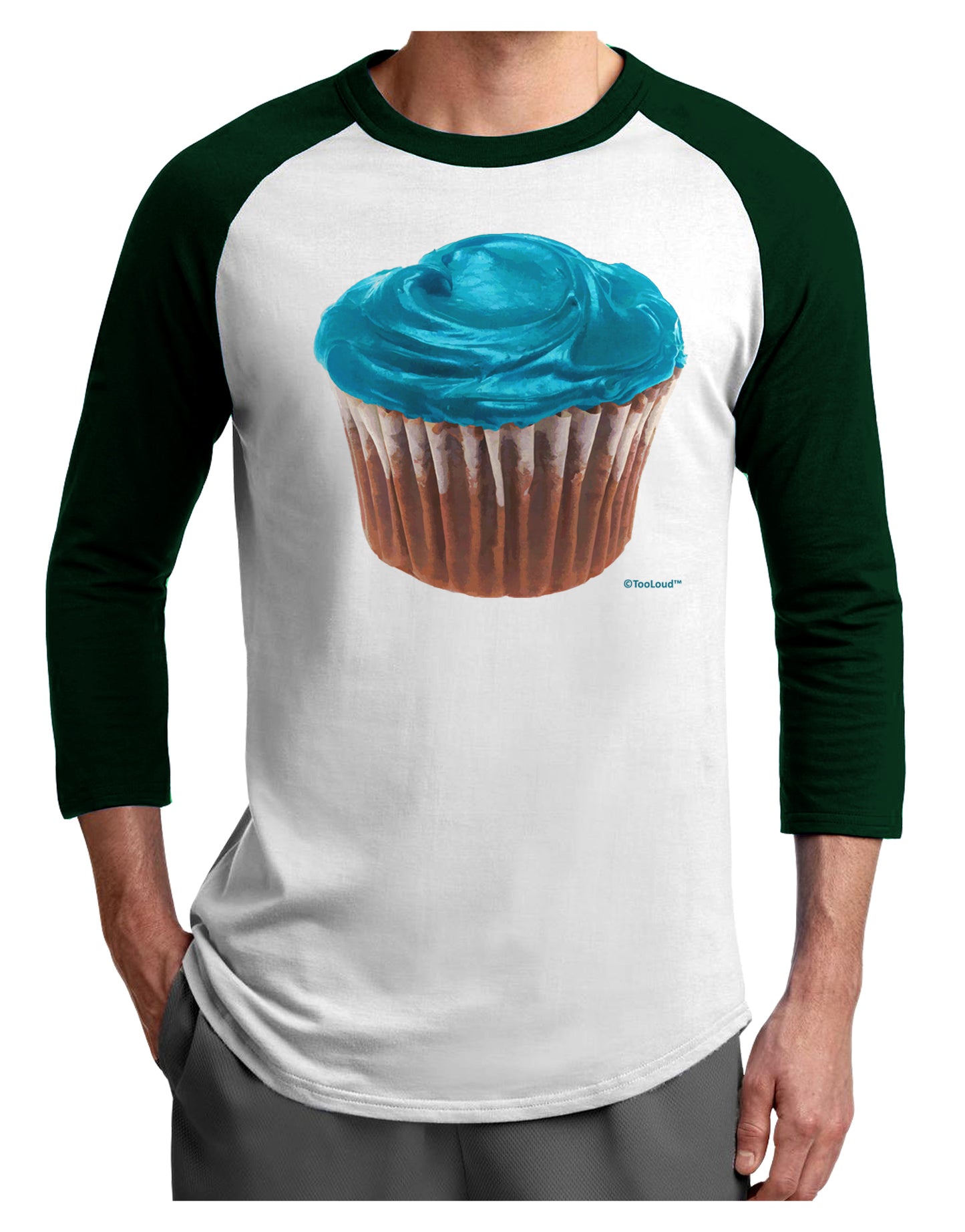 Giant Bright Turquoise Cupcake Adult Raglan Shirt by TooLoud-TooLoud-White-Forest-X-Small-Davson Sales