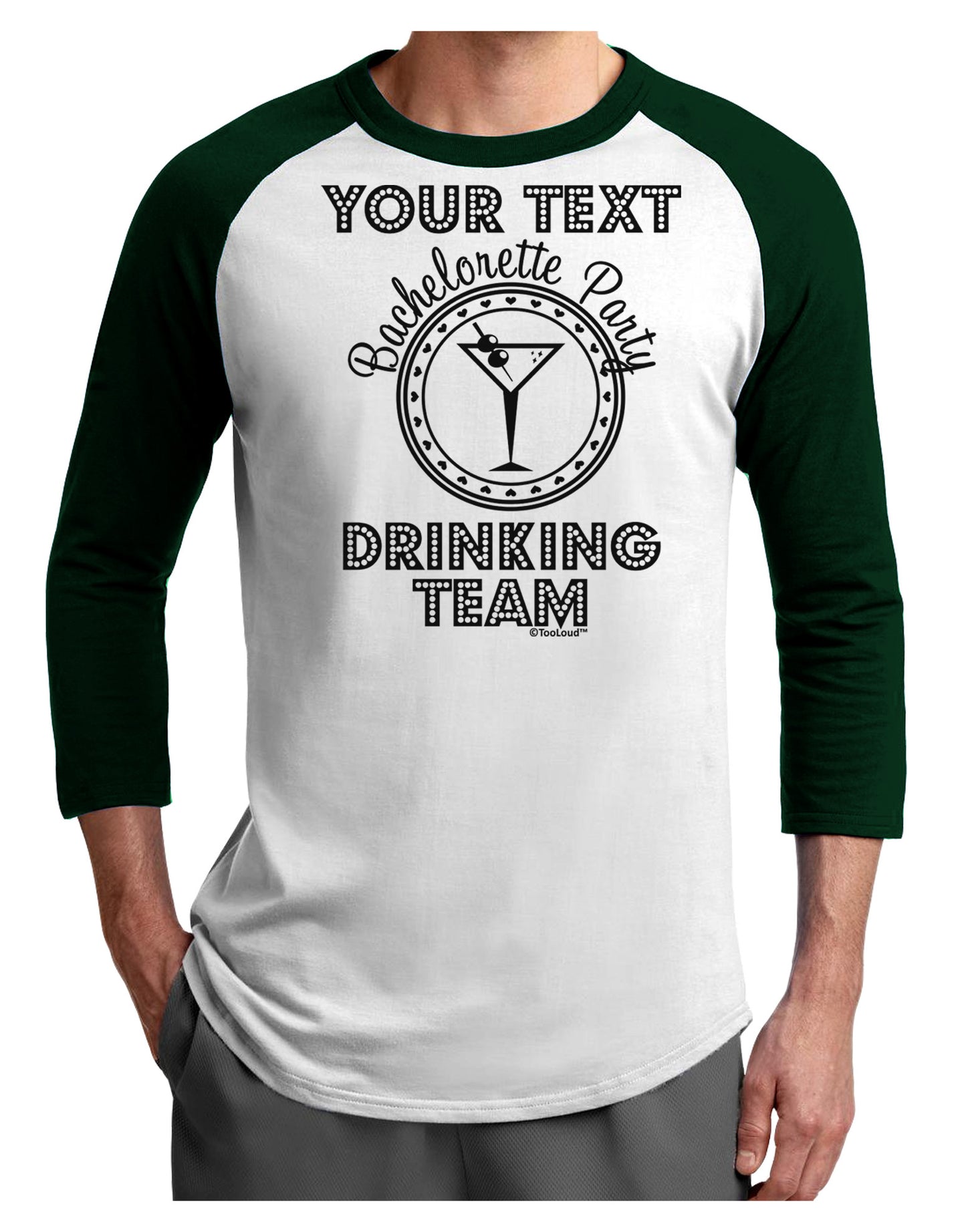 Personalized -Name- Bachelorette Party Drinking Team Adult Raglan Shirt-TooLoud-White-Forest-X-Small-Davson Sales