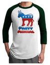 Democrat Party Animal Adult Raglan Shirt-TooLoud-White-Forest-X-Small-Davson Sales