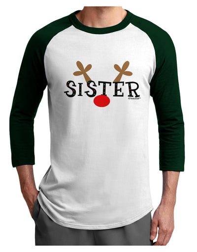 Matching Family Christmas Design - Reindeer - Sister Adult Raglan Shirt by TooLoud-TooLoud-White-Forest-X-Small-Davson Sales