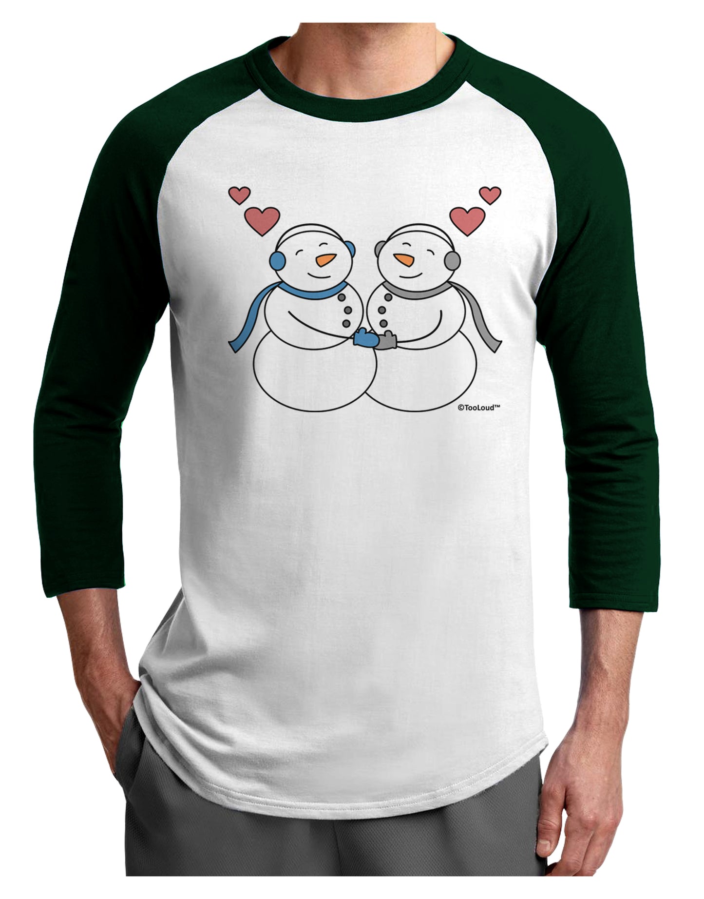 Cute Snowman Couple Adult Raglan Shirt by TooLoud-TooLoud-White-Forest-X-Small-Davson Sales