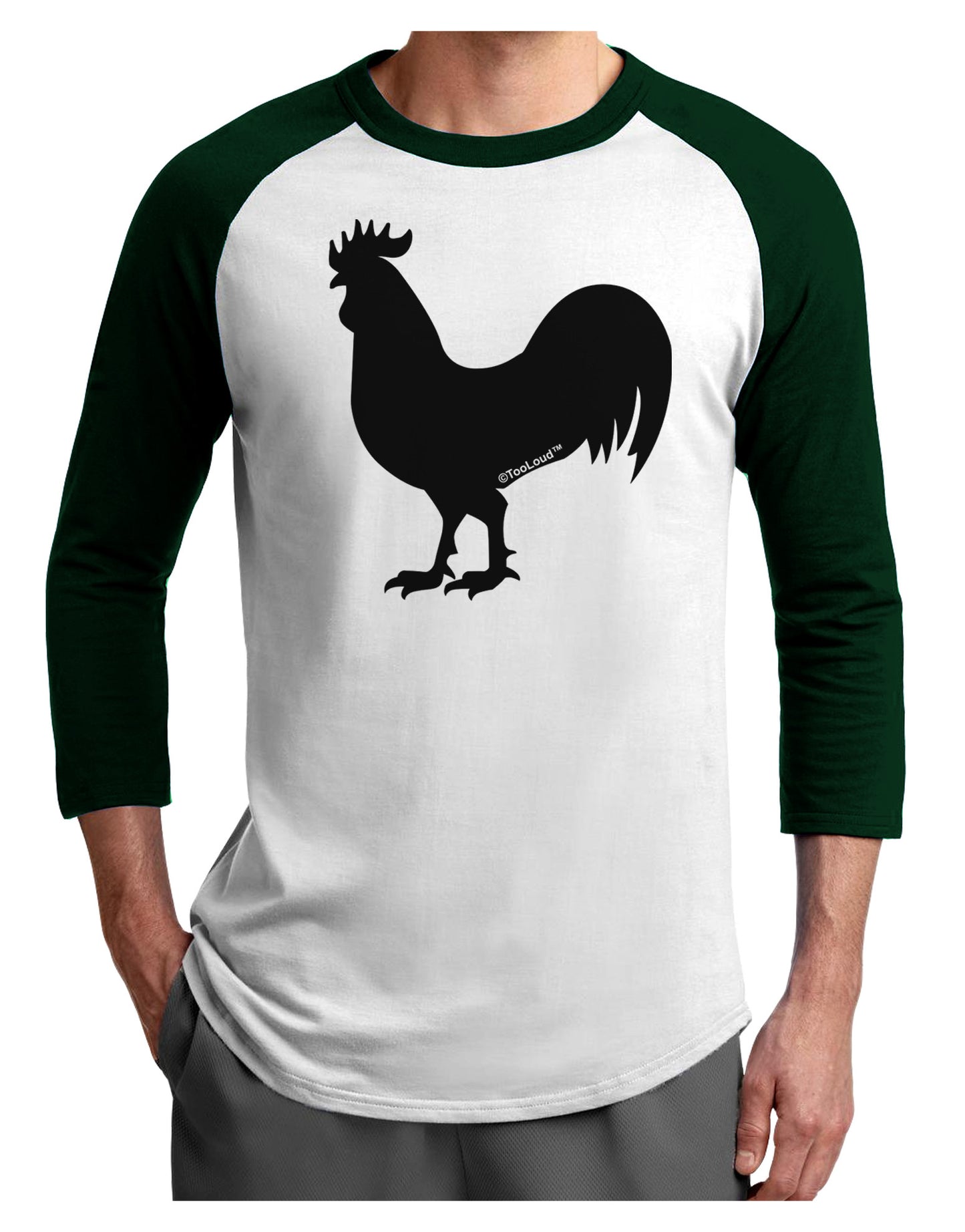 Rooster Silhouette Design Adult Raglan Shirt-Raglan Shirt-TooLoud-White-Forest-X-Small-Davson Sales