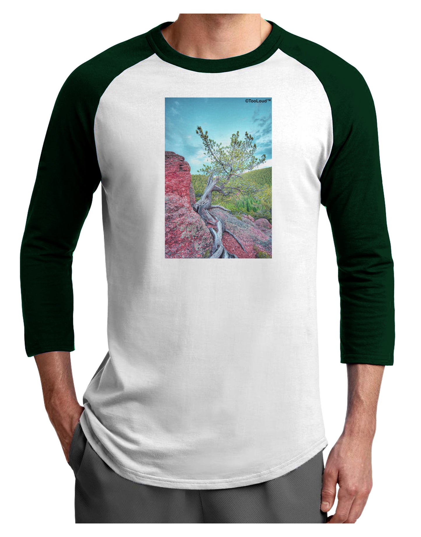 CO Cliffside Tree Adult Raglan Shirt-Raglan Shirt-TooLoud-White-Forest-X-Small-Davson Sales