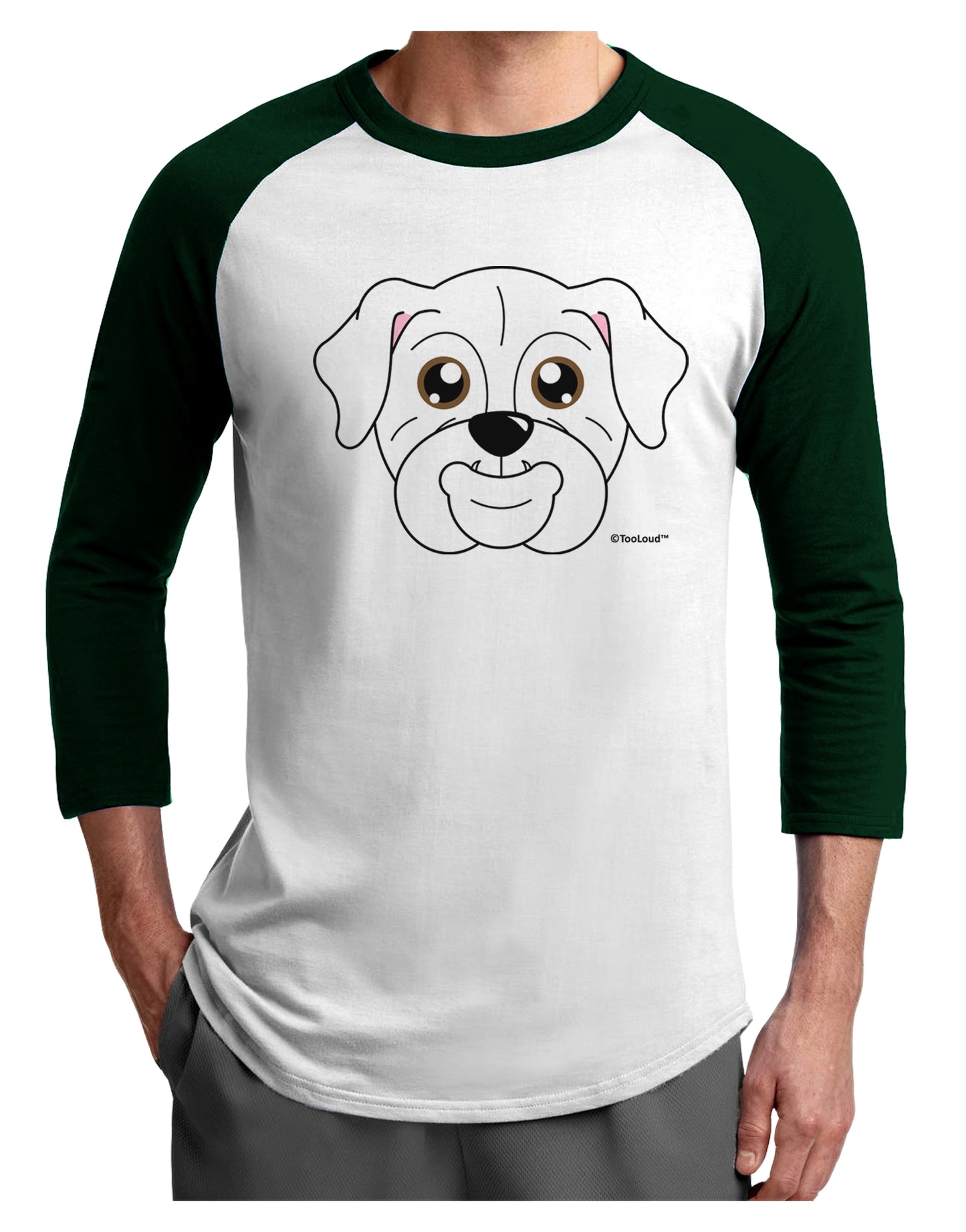 Cute Bulldog - White Adult Raglan Shirt by TooLoud-TooLoud-White-Forest-X-Small-Davson Sales