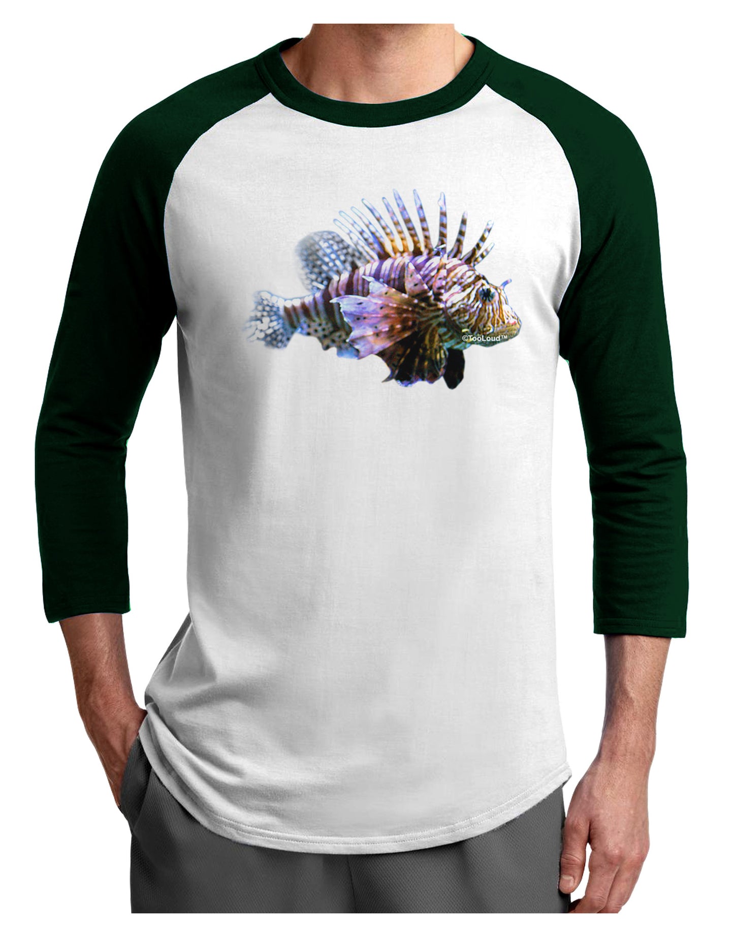 Lionfish Adult Raglan Shirt-Raglan Shirt-TooLoud-White-Forest-X-Small-Davson Sales