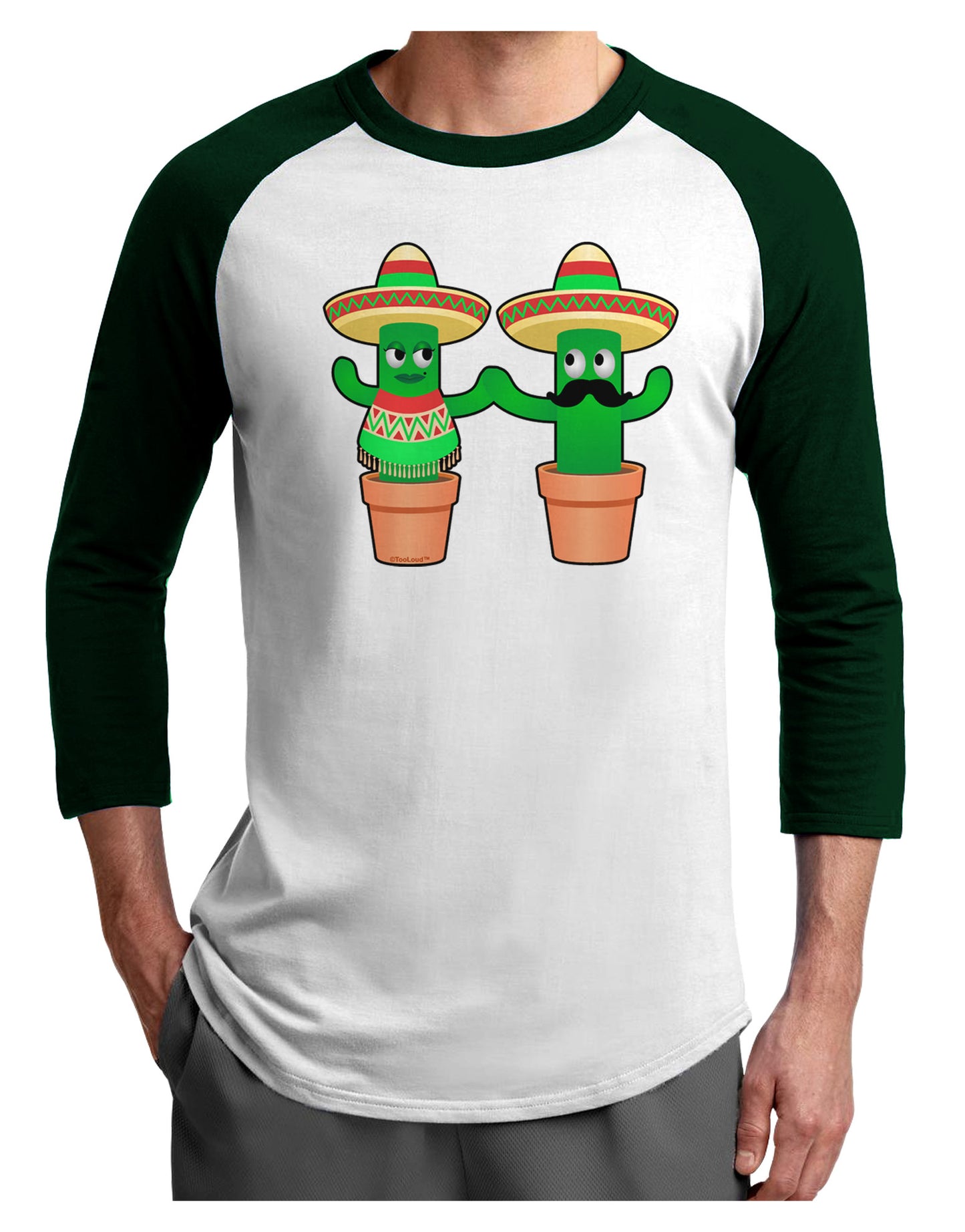 Fiesta Cactus Couple Adult Raglan Shirt-Raglan Shirt-TooLoud-White-Forest-X-Small-Davson Sales