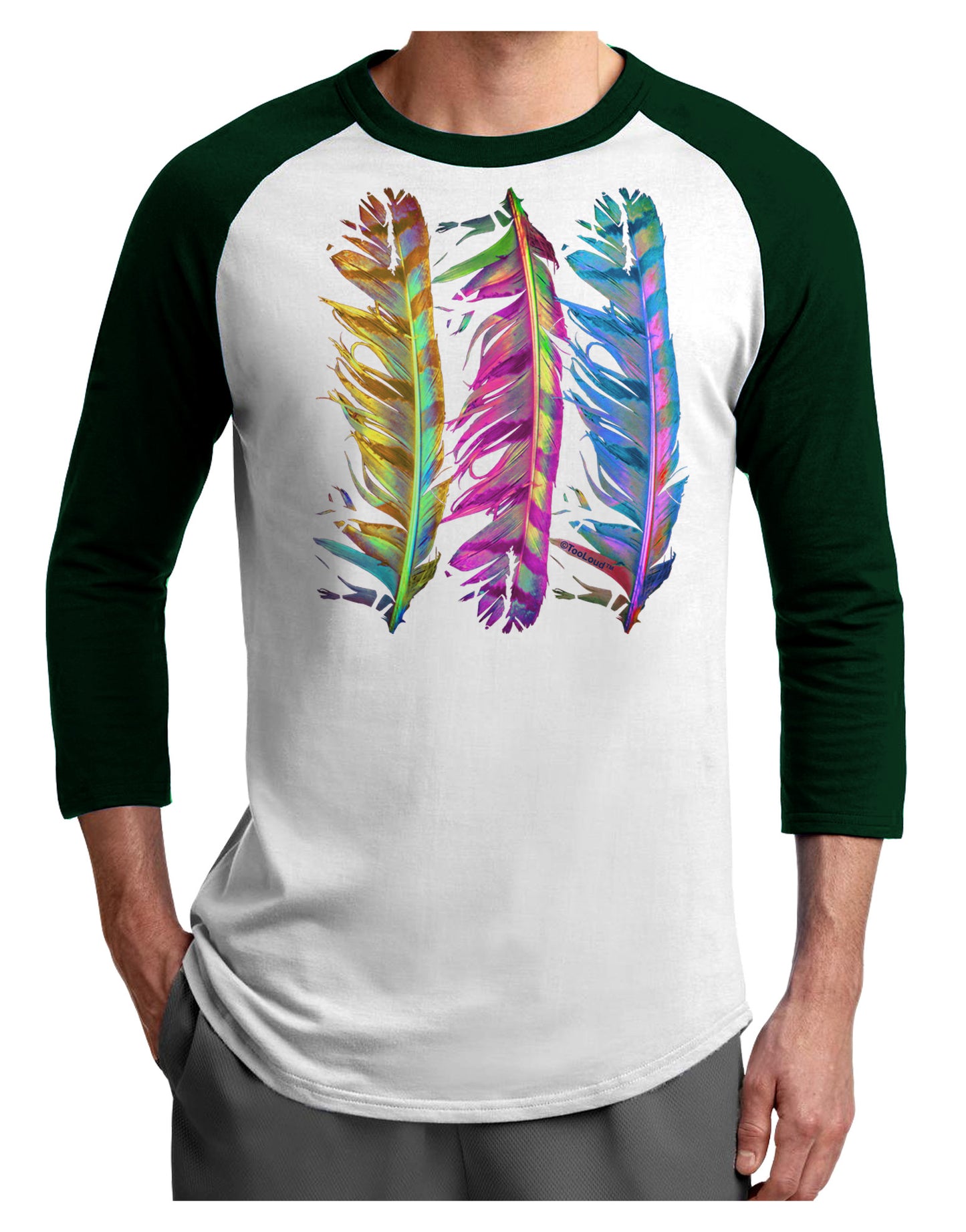 Magic Feathers Adult Raglan Shirt-Raglan Shirt-TooLoud-White-Forest-X-Small-Davson Sales