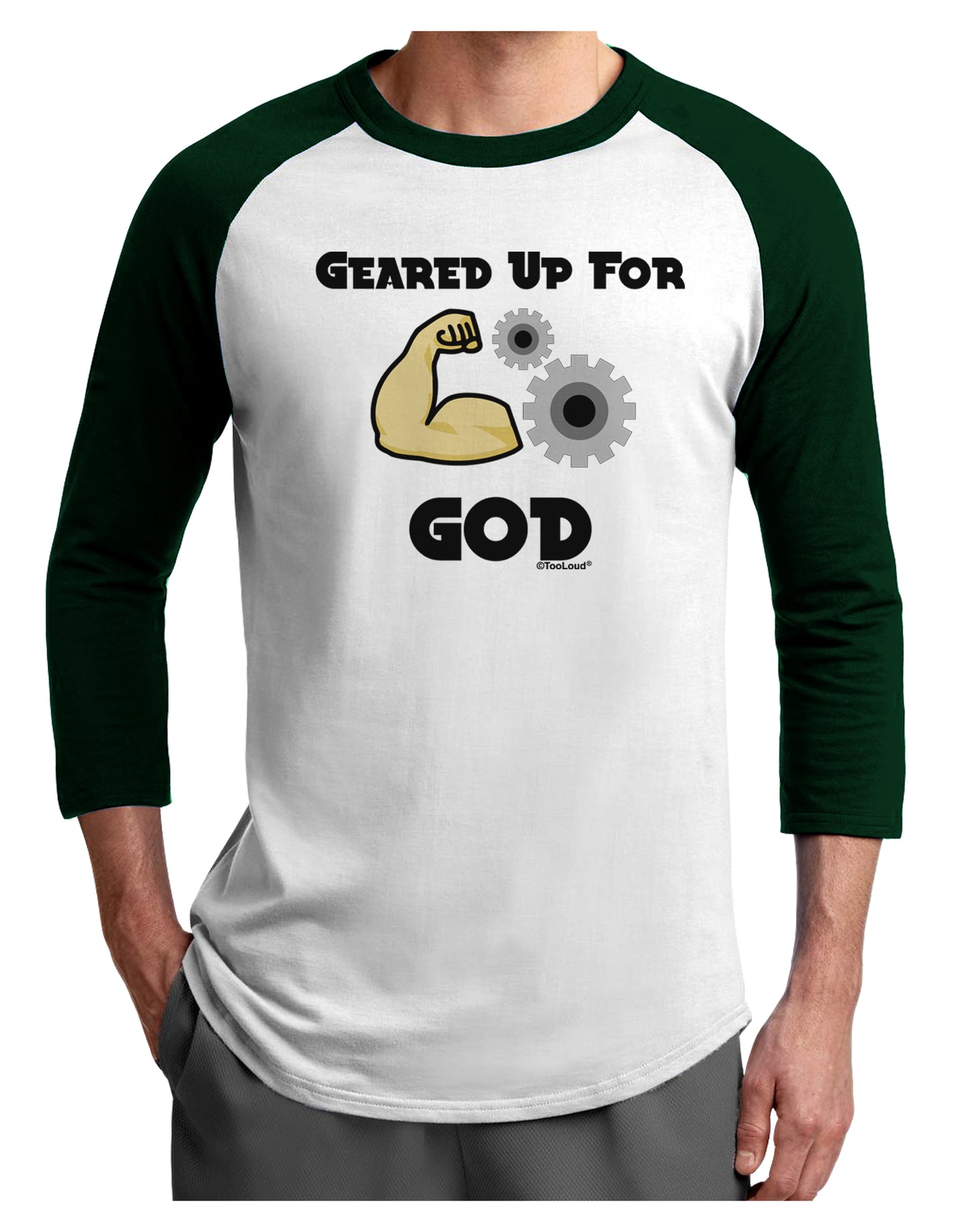 Geared Up For God Adult Raglan Shirt by TooLoud-TooLoud-White-Forest-X-Small-Davson Sales
