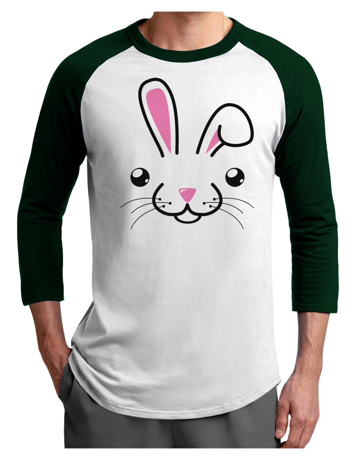 Cute Bunny Face Adult Raglan Shirt-Raglan Shirt-TooLoud-White-Forest-X-Small-Davson Sales