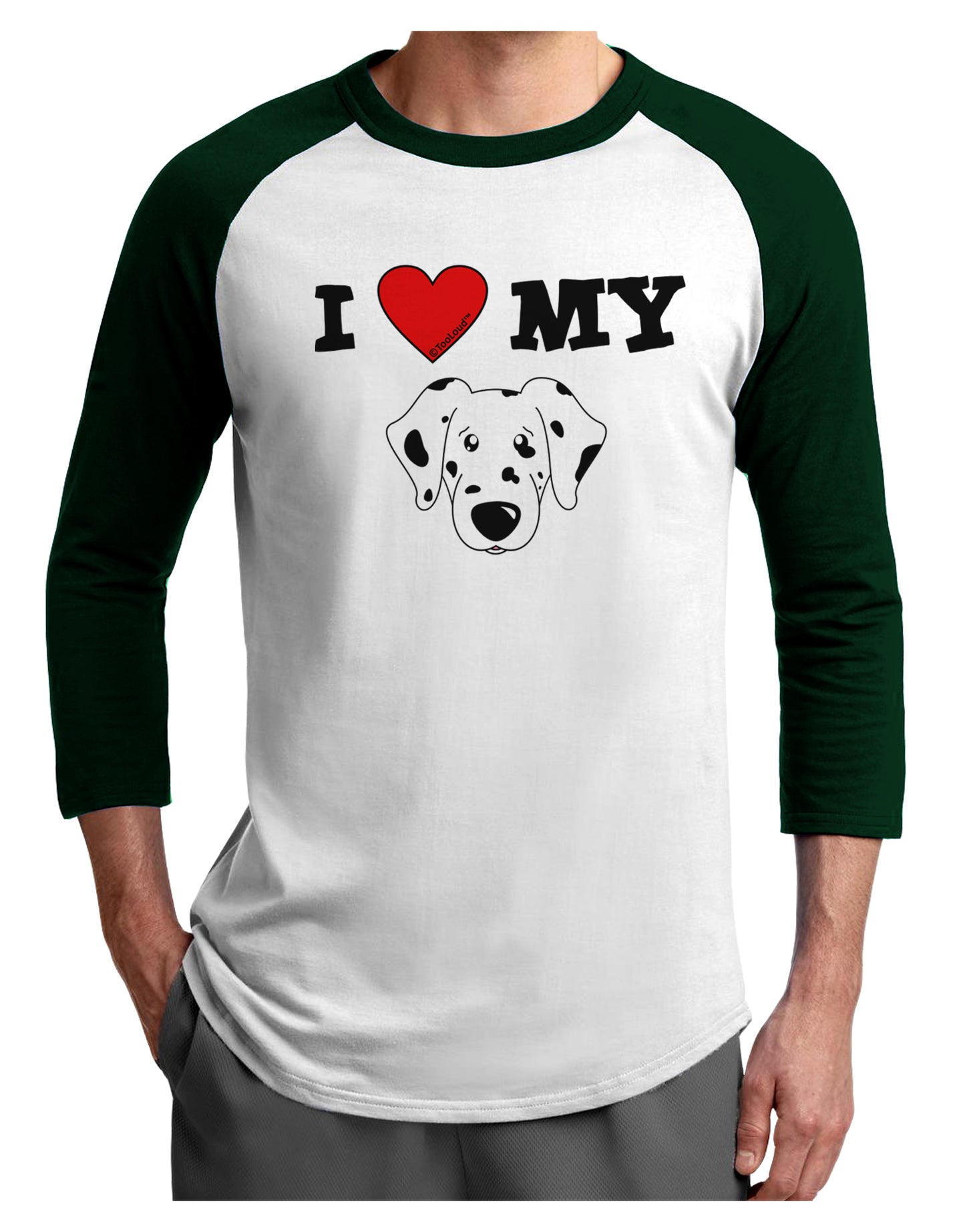 I Heart My - Cute Dalmatian Dog Adult Raglan Shirt by TooLoud-TooLoud-White-Forest-X-Small-Davson Sales