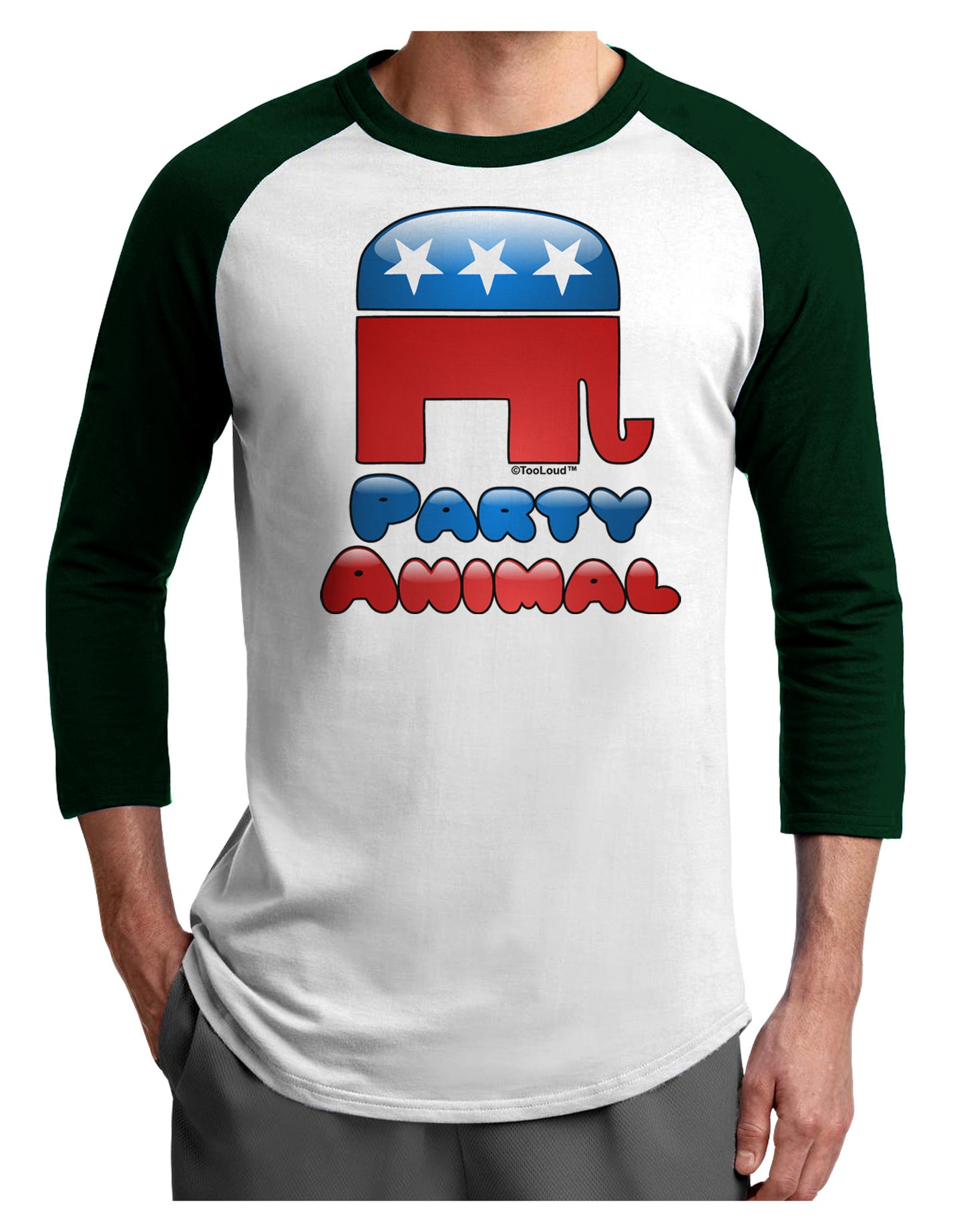 Republican Party Animal Adult Raglan Shirt-TooLoud-White-Forest-X-Small-Davson Sales