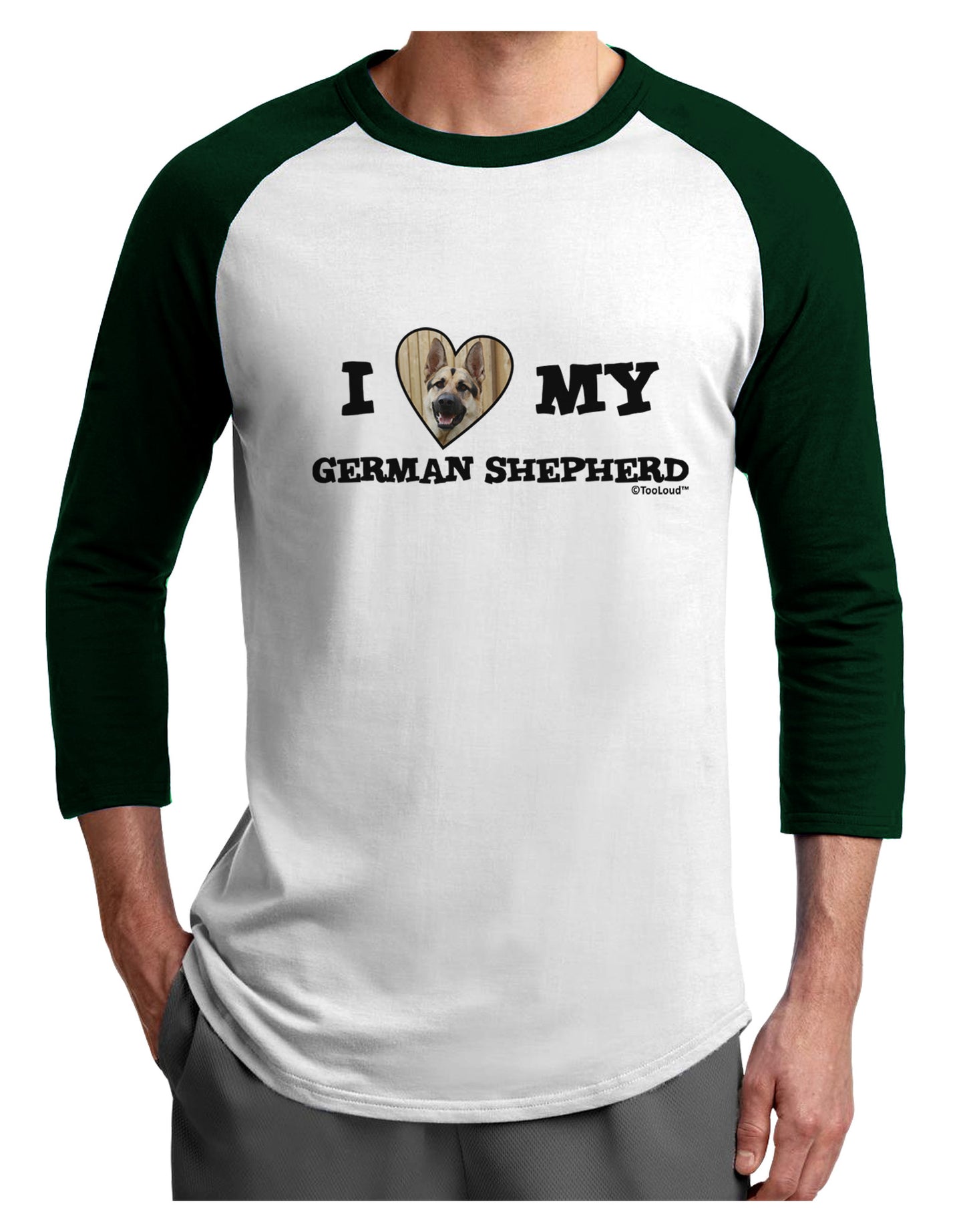 I Heart My German Shepherd Adult Raglan Shirt-Raglan Shirt-TooLoud-White-Forest-X-Small-Davson Sales