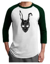 Scary Bunny Face Black Distressed Adult Raglan Shirt-TooLoud-White-Forest-X-Small-Davson Sales