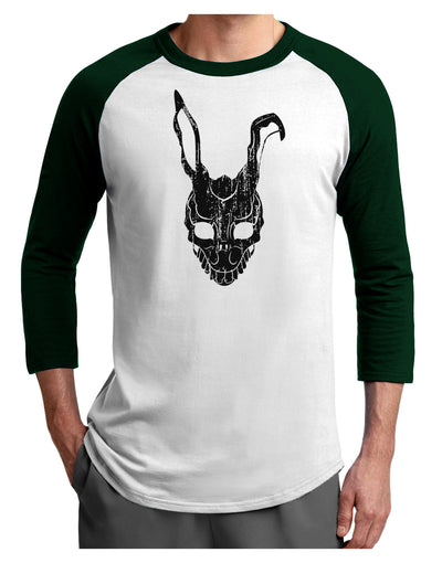 Scary Bunny Face Black Distressed Adult Raglan Shirt-TooLoud-White-Forest-X-Small-Davson Sales