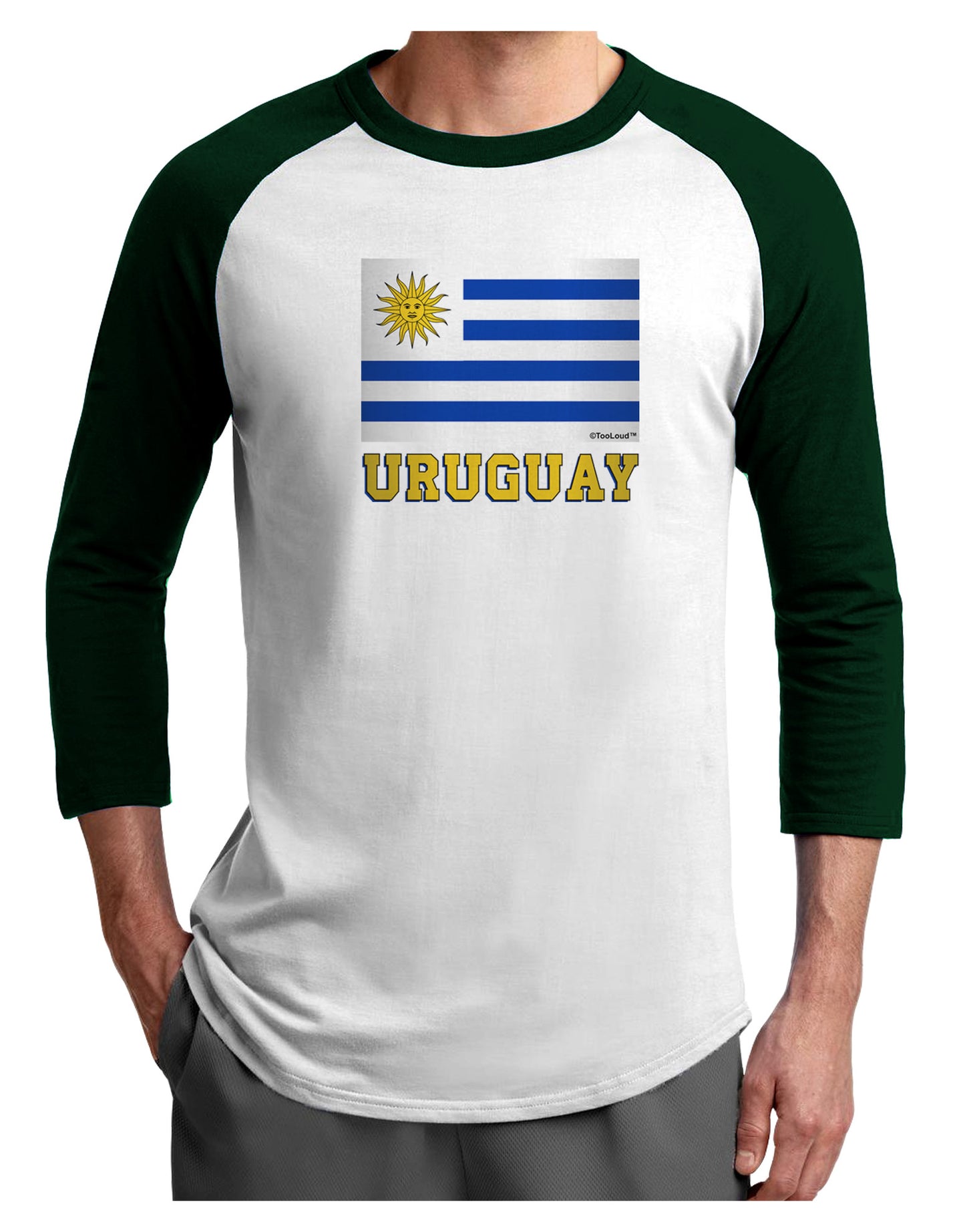 Uruguay Flag Adult Raglan Shirt-Raglan Shirt-TooLoud-White-Forest-X-Small-Davson Sales