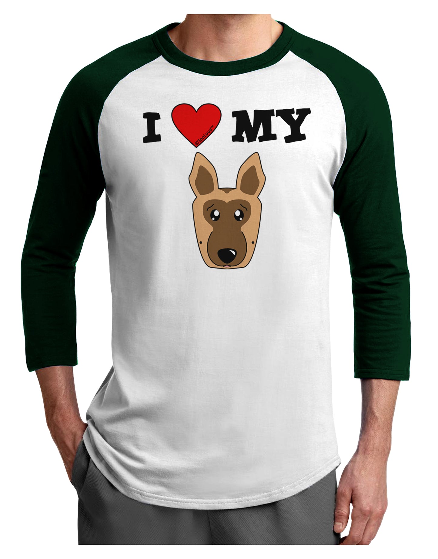 I Heart My - Cute German Shepherd Dog Adult Raglan Shirt by TooLoud-TooLoud-White-Forest-X-Small-Davson Sales