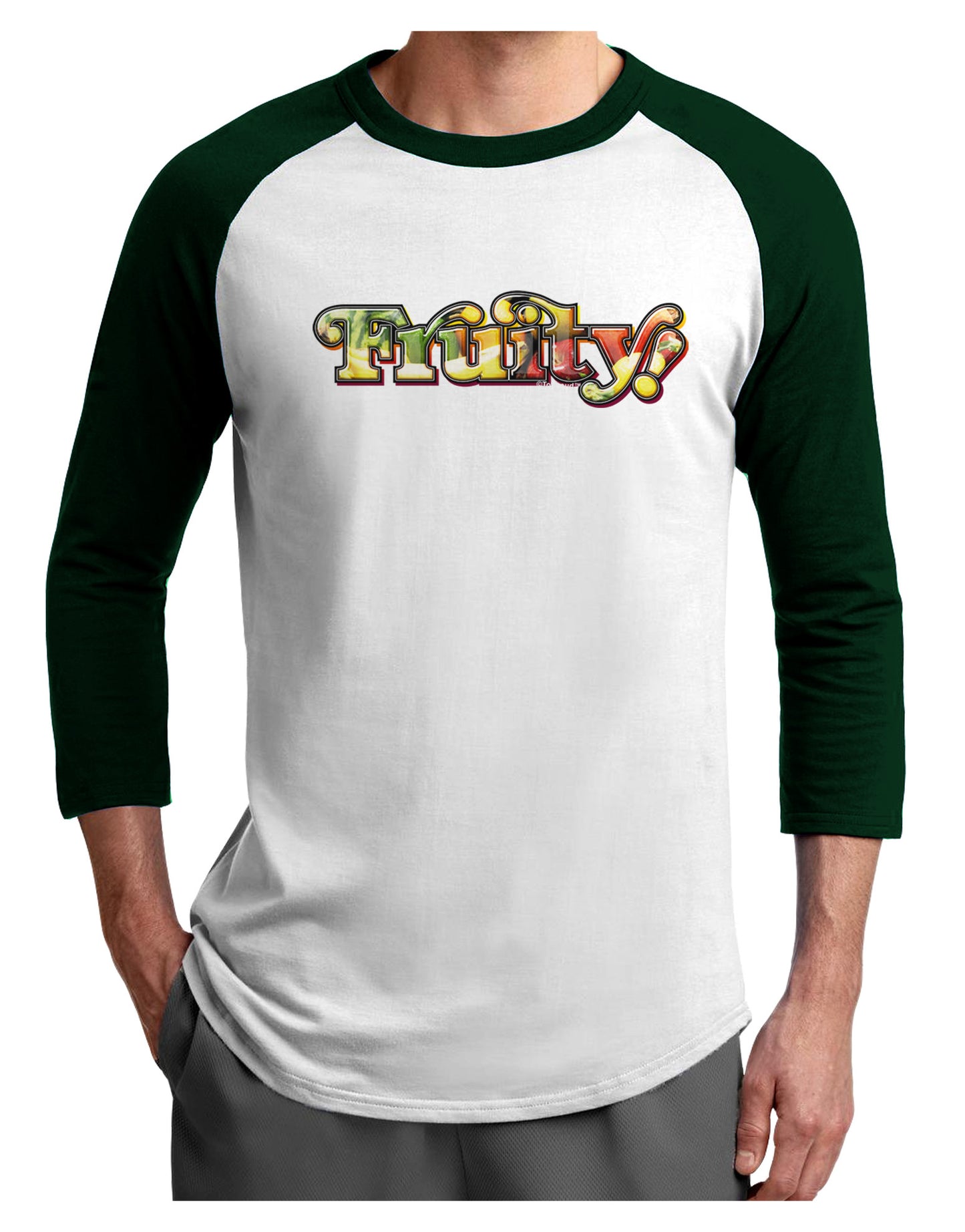 Fruity Text Adult Raglan Shirt-Raglan Shirt-TooLoud-White-Forest-X-Small-Davson Sales