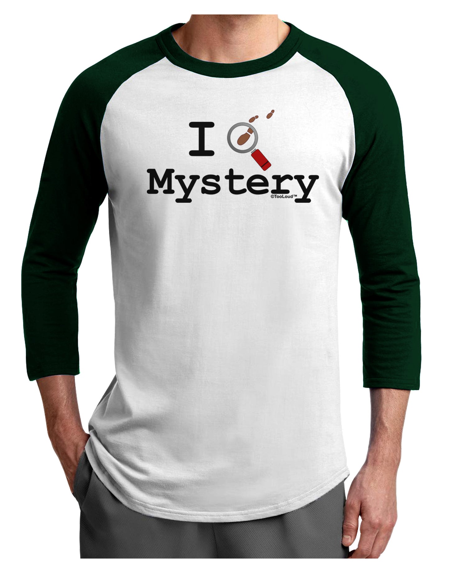 I Love Mystery Adult Raglan Shirt-Raglan Shirt-TooLoud-White-Forest-X-Small-Davson Sales