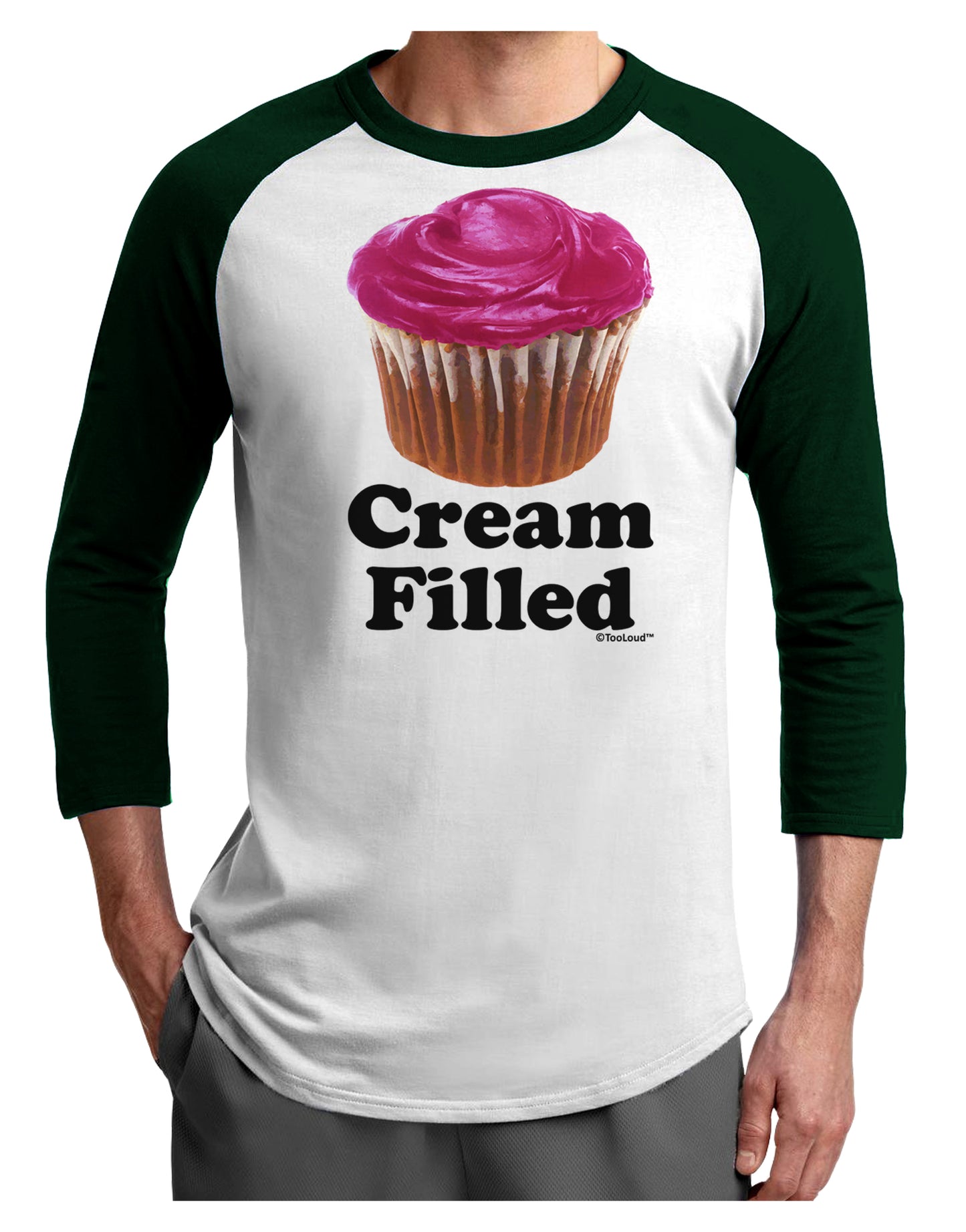 Cream Filled Pink Cupcake Design Adult Raglan Shirt by TooLoud-TooLoud-White-Forest-X-Small-Davson Sales