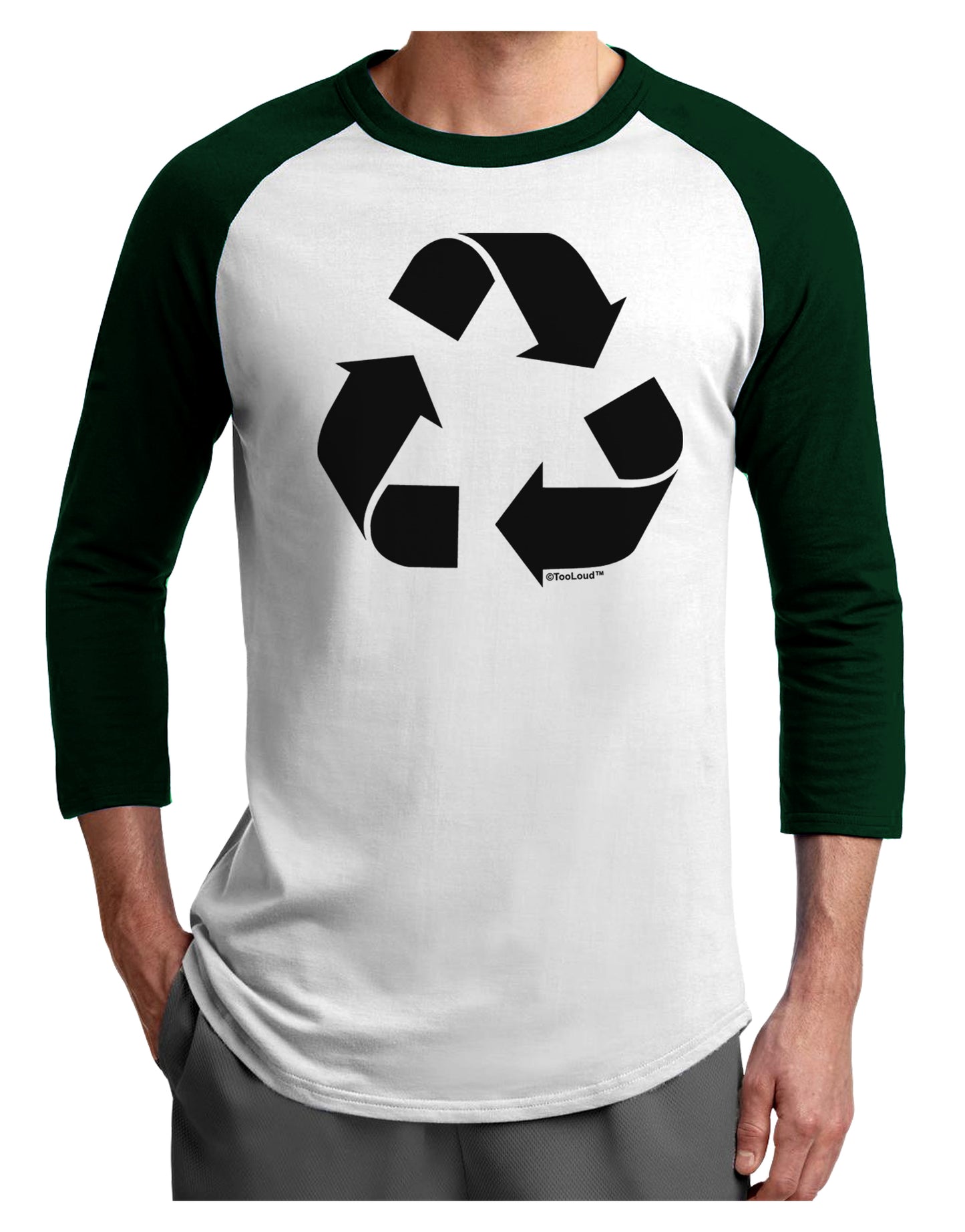 Recycle Black and White Adult Raglan Shirt by TooLoud-TooLoud-White-Forest-X-Small-Davson Sales