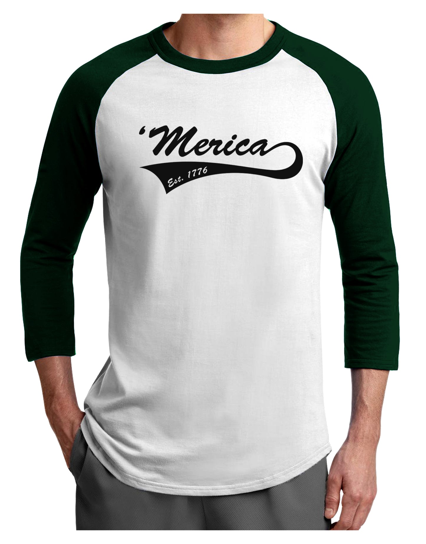 Merica Established 1776 Adult Raglan Shirt by TooLoud-TooLoud-White-Forest-X-Small-Davson Sales