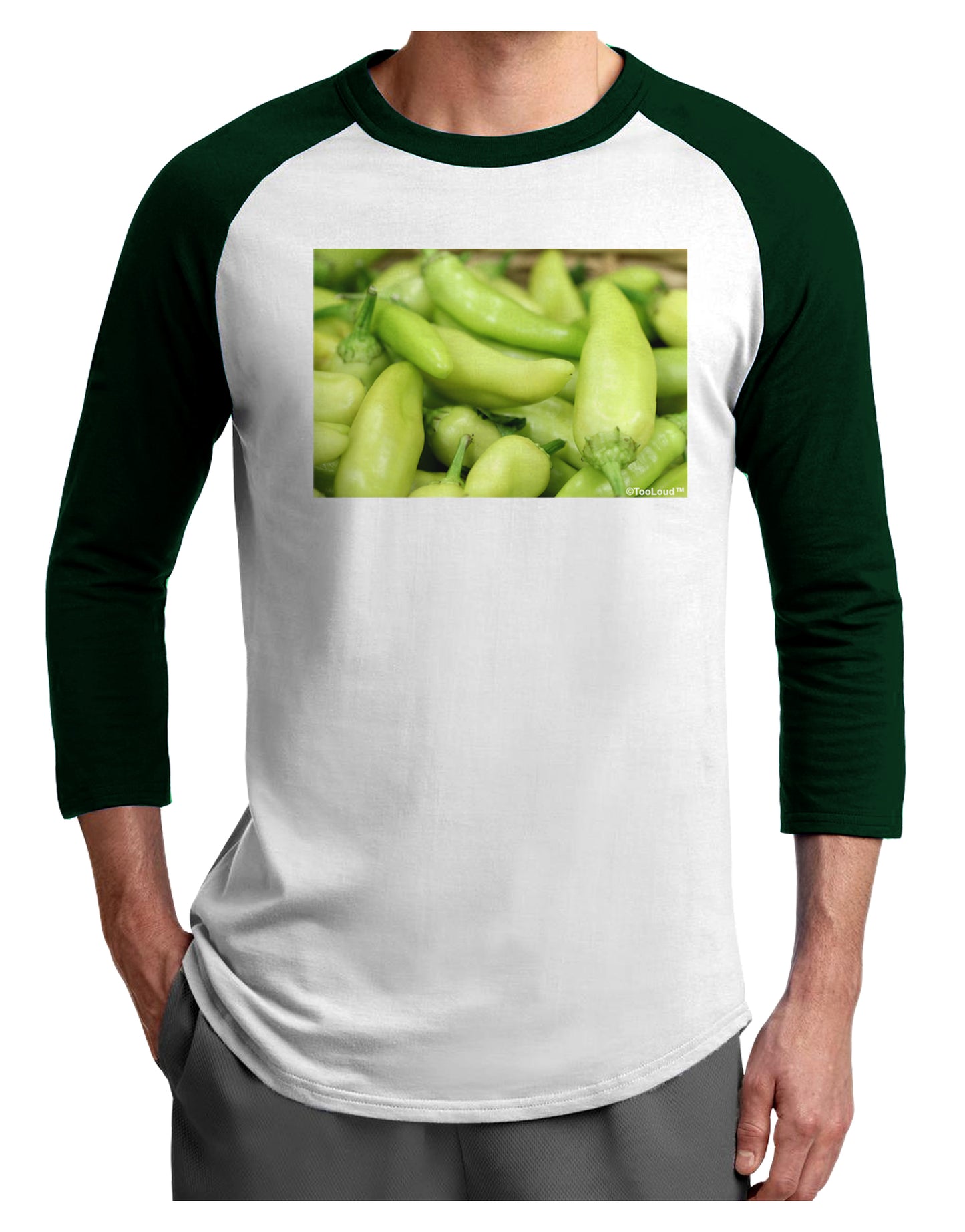 Buy Local - Jalapenos Adult Raglan Shirt-TooLoud-White-Forest-X-Small-Davson Sales