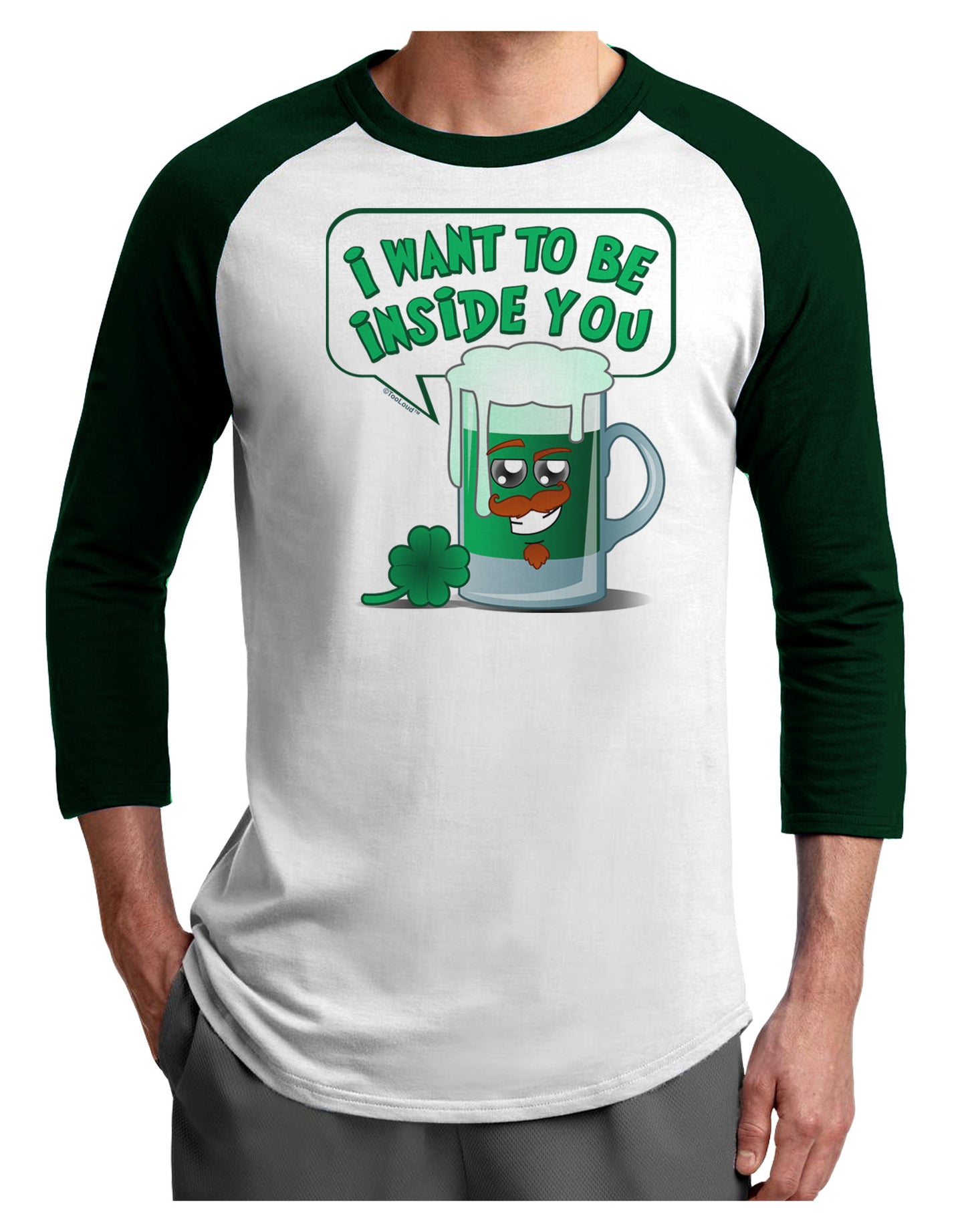 Green Beer - Inside You Adult Raglan Shirt-Raglan Shirt-TooLoud-White-Forest-X-Small-Davson Sales