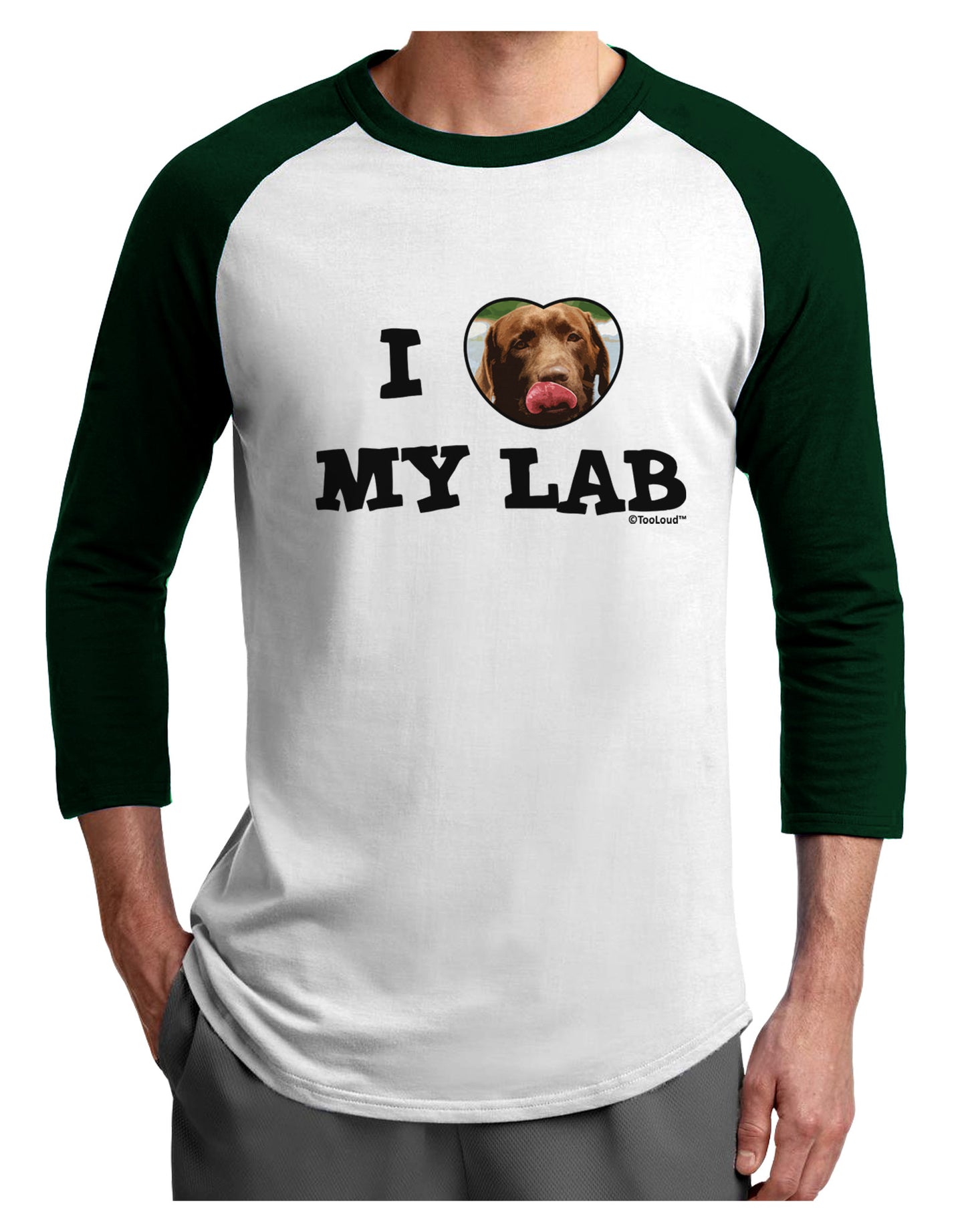 I Heart My Lab Adult Raglan Shirt-Raglan Shirt-TooLoud-White-Forest-X-Small-Davson Sales