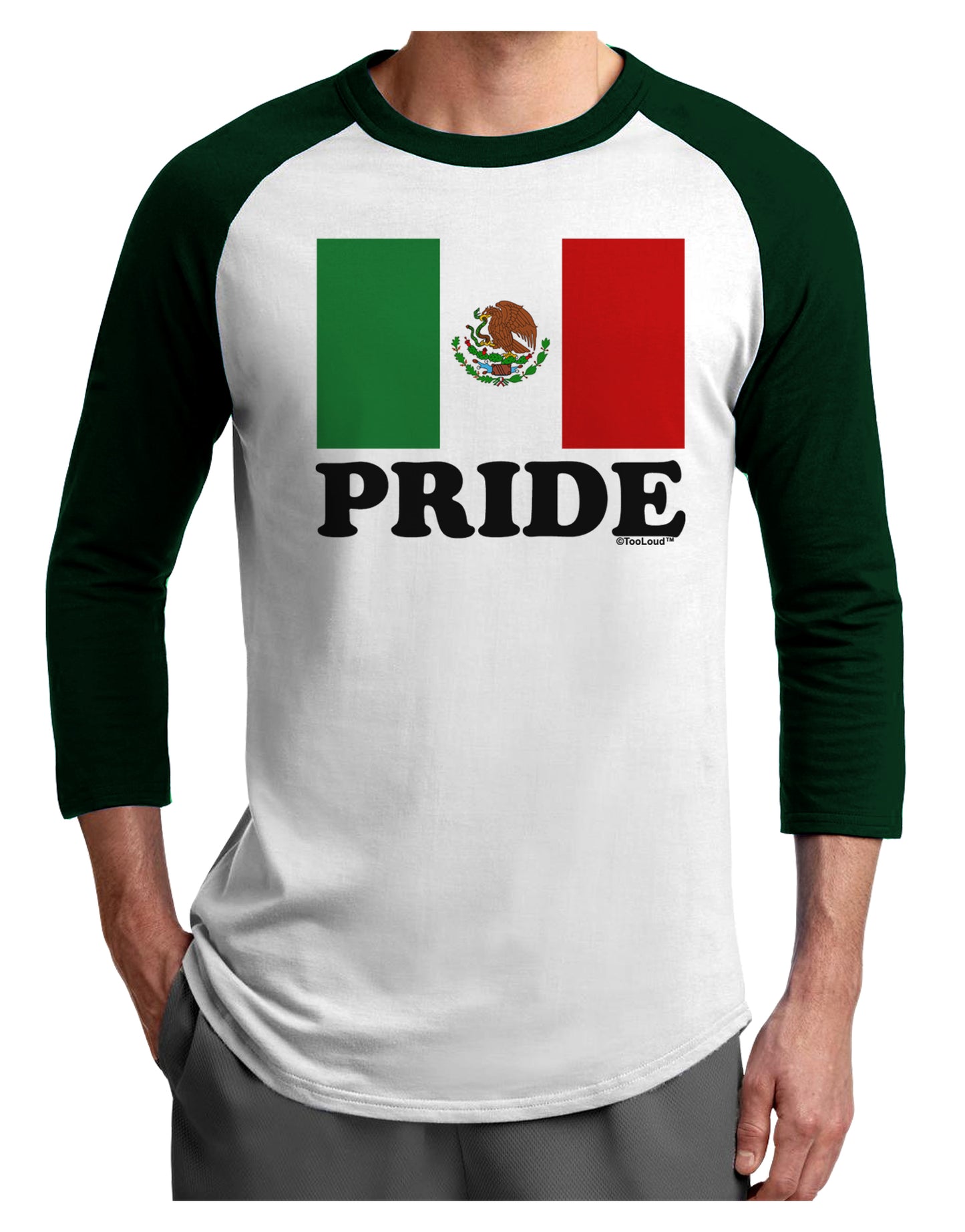 Mexican Pride - Mexican Flag Adult Raglan Shirt by TooLoud-TooLoud-White-Forest-X-Small-Davson Sales