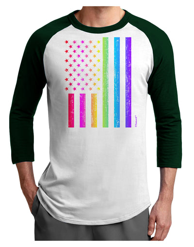 American Pride - Rainbow Flag Adult Raglan Shirt-TooLoud-White-Forest-X-Small-Davson Sales