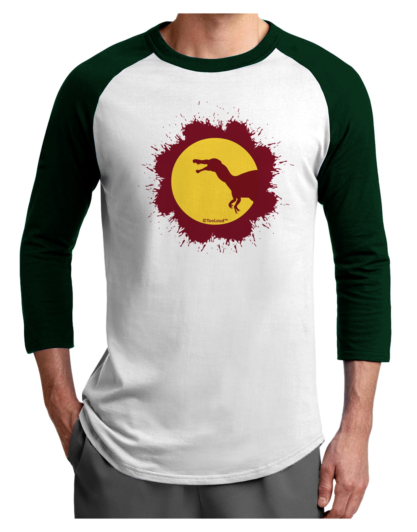 Dinosaur Silhouette Splatter Design Adult Raglan Shirt by TooLoud-TooLoud-White-Forest-X-Small-Davson Sales