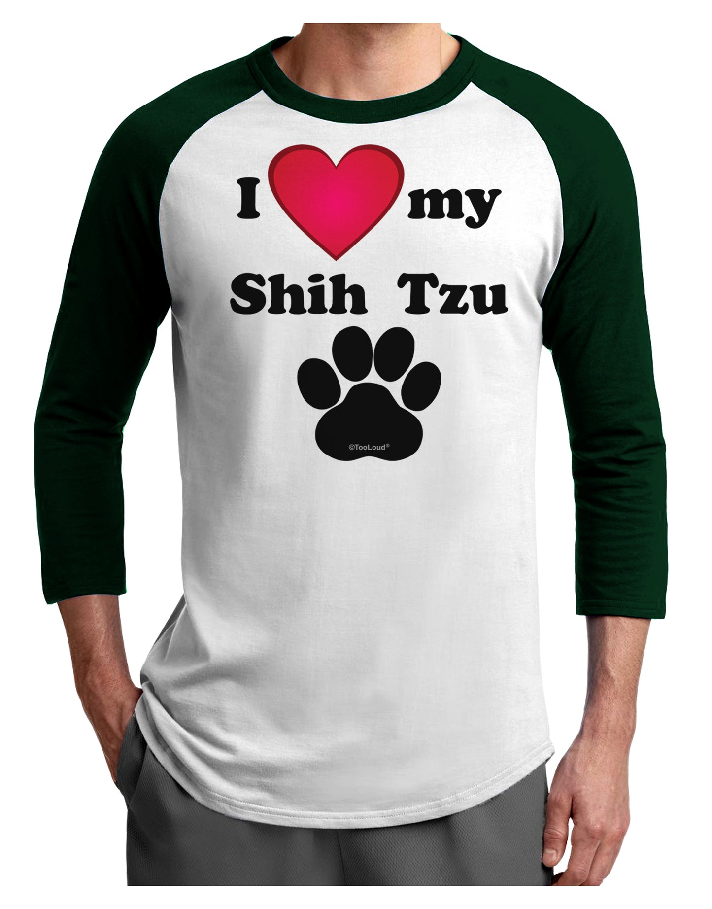 I Heart My Shih Tzu Adult Raglan Shirt by TooLoud-TooLoud-White-Forest-X-Small-Davson Sales