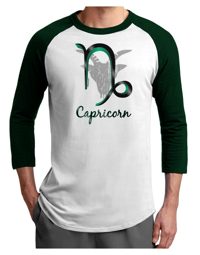 Capricorn Symbol Adult Raglan Shirt-TooLoud-White-Forest-X-Small-Davson Sales