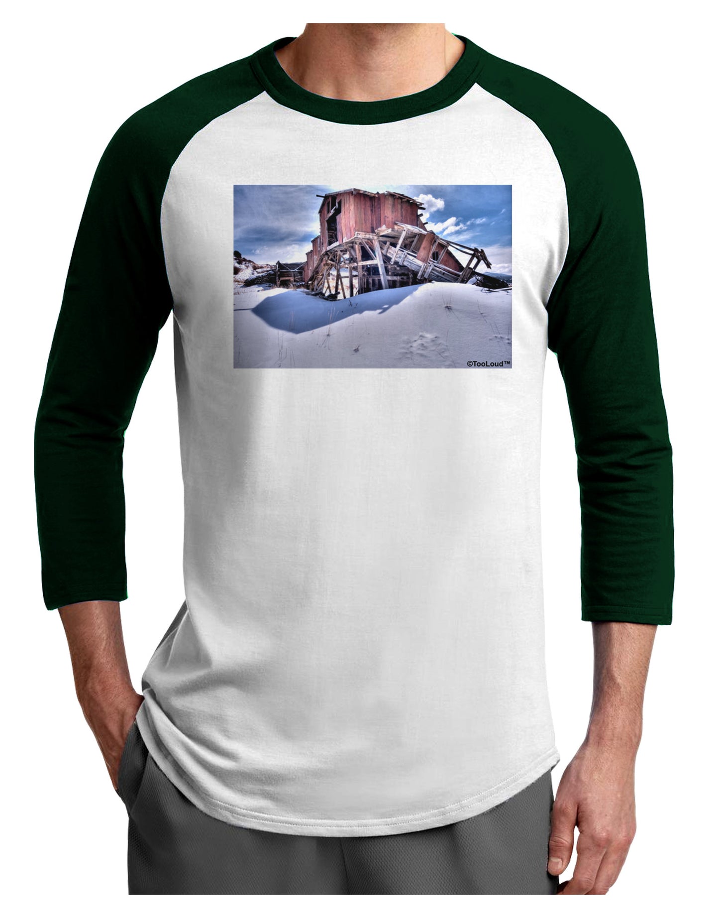 TooLoud Victor Mines Colorado Adult Raglan Shirt-TooLoud-White-Forest-X-Small-Davson Sales