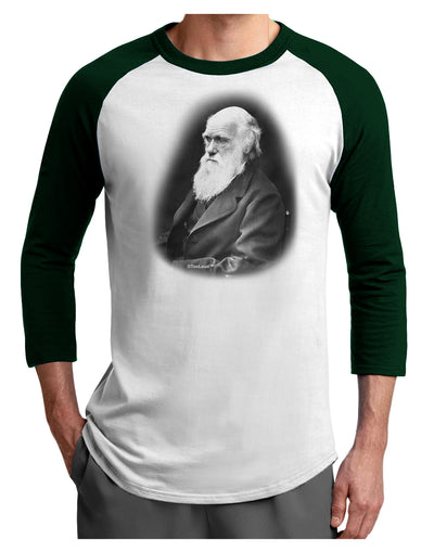 Charles Darwin Black and White Adult Raglan Shirt by TooLoud-TooLoud-White-Forest-X-Small-Davson Sales