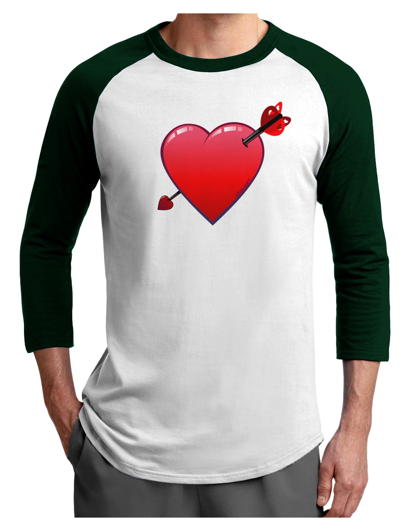 Shot Through the Heart Cute Adult Raglan Shirt by-Raglan Shirt-TooLoud-White-Forest-X-Small-Davson Sales