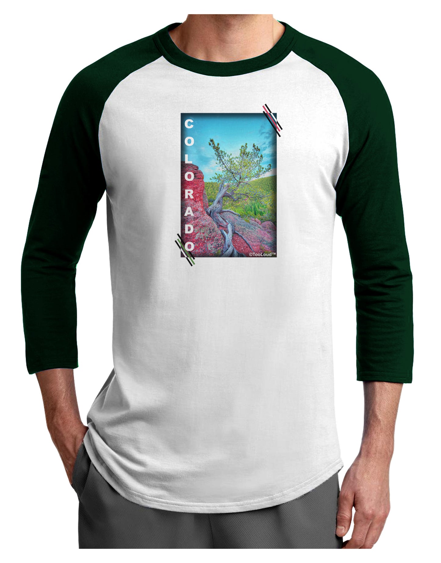 CO Cliffside Tree Text Adult Raglan Shirt-Raglan Shirt-TooLoud-White-Forest-X-Small-Davson Sales