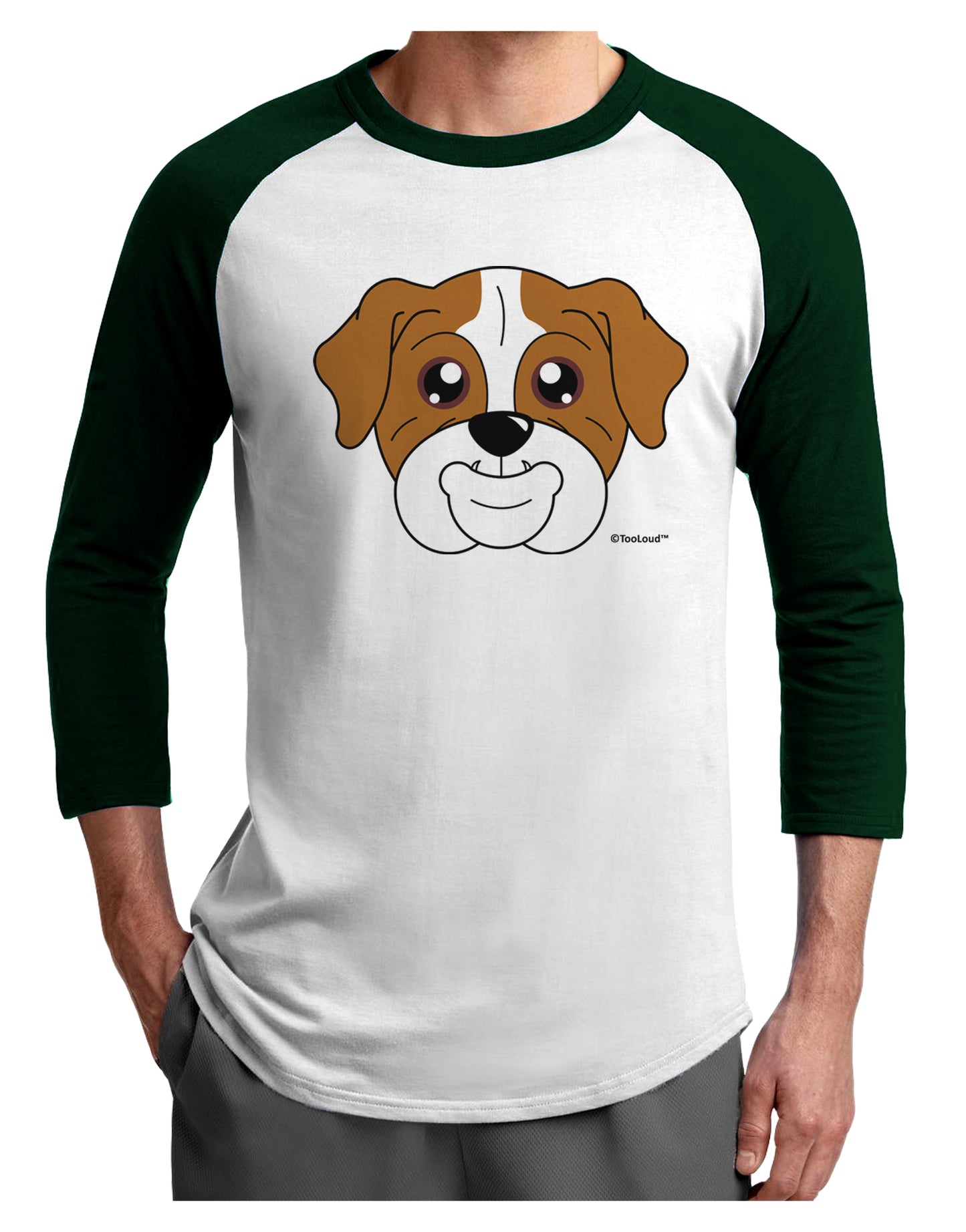 Cute Bulldog - Red Adult Raglan Shirt by TooLoud-TooLoud-White-Forest-X-Small-Davson Sales