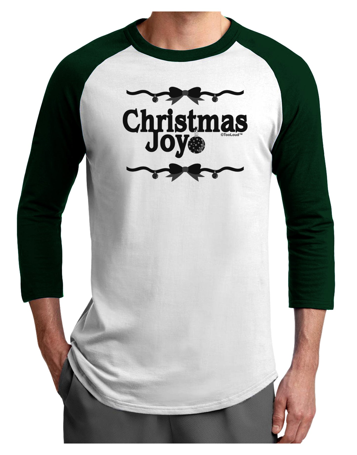 Christmas Joy BnW Adult Raglan Shirt-Raglan Shirt-TooLoud-White-Forest-X-Small-Davson Sales