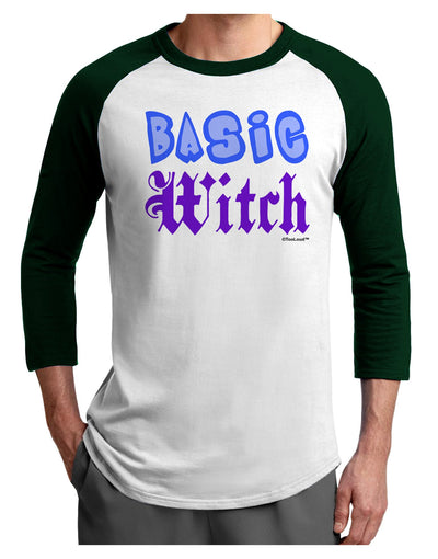 Basic Witch Color Blue Adult Raglan Shirt-TooLoud-White-Forest-XXX-Large-Davson Sales