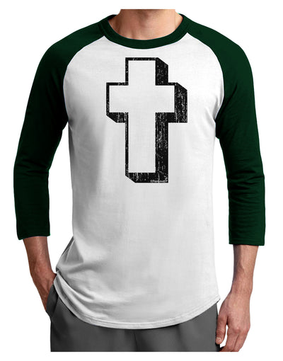 Simple Cross Design Black Distressed Adult Raglan Shirt by TooLoud-TooLoud-White-Forest-X-Small-Davson Sales