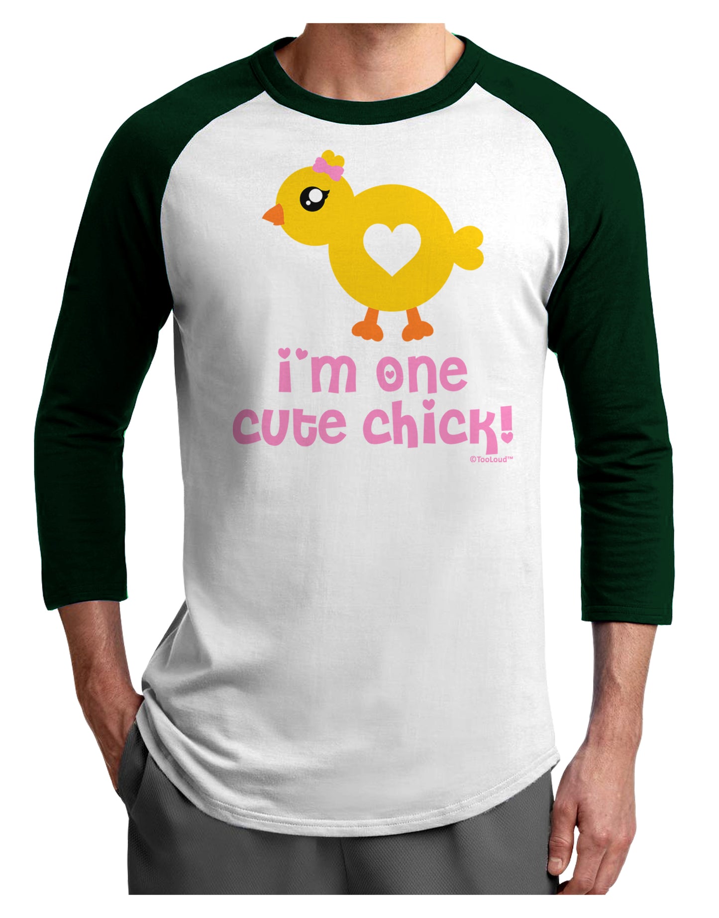 I'm One Cute Chick Adult Raglan Shirt by TooLoud-TooLoud-White-Forest-X-Small-Davson Sales